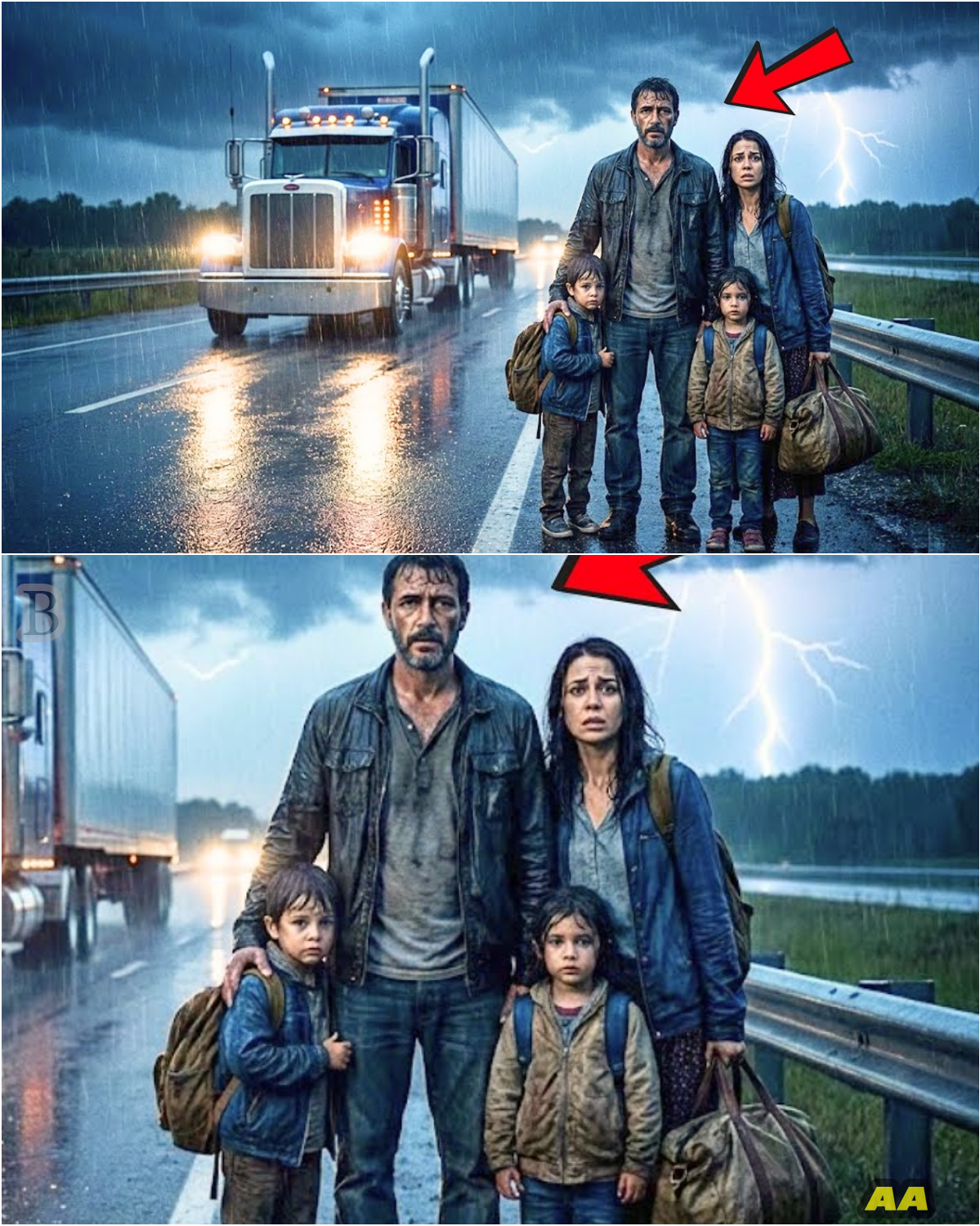 🌧️ He Almost Drove Past Them in the Storm — But One Choice Turned a Lonely Trucker Into a Family Man