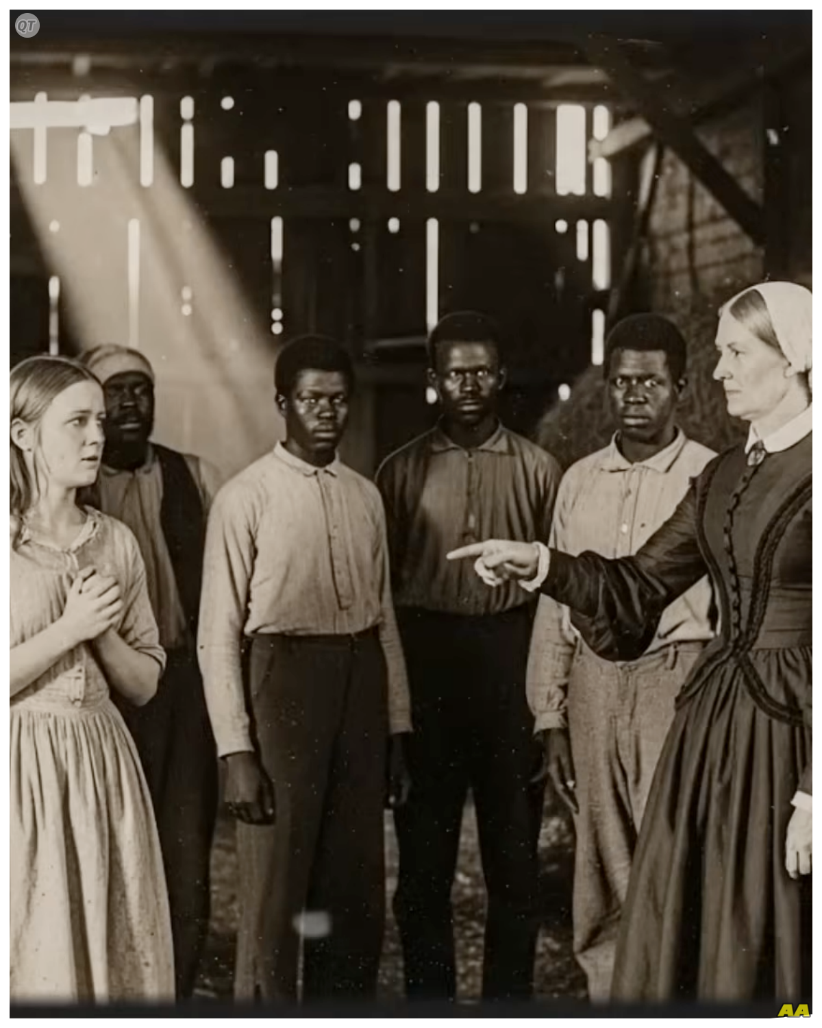 The Plantation Women Gave Her Daughter to Six Slaves…What Happened in That Barn Changed Everything  In 1843, in the opulent sunscched humidity of Nachez, Mississippi, seven daughters of the plantation elite vanished.  One by one, they were erased.  Not by force, but by a whisper.  The families, the wealthiest cotton baronss on the river, presented a unified, sterile story.  Their daughters were merely away, sent to finishing schools in Europe, married off to distant cousins in Charleston, recovering from a low fever in the cooler air of the north.  But there were no letters home, no carriages returned, no bodies were ever found, and no investigations were ever, ever completed.  In the stifling drawing rooms of Natchez, where reputation was the only currency that mattered, these questions were not just impolite.  They were dangerous.  But in the forgotten archives of Adams County, tucked away in a trunk marked household ledgers, there exists a diary.  Its leather is warped by damp, its ink faded to rust.  And it does not speak of finishing schools.  It tells a different story.  A story of a treatment so methodical, so psychologically brutal that it was considered a miracle cure for imperfection.  This is the account of what really happened in the east barn of the Kellerman estate…………..