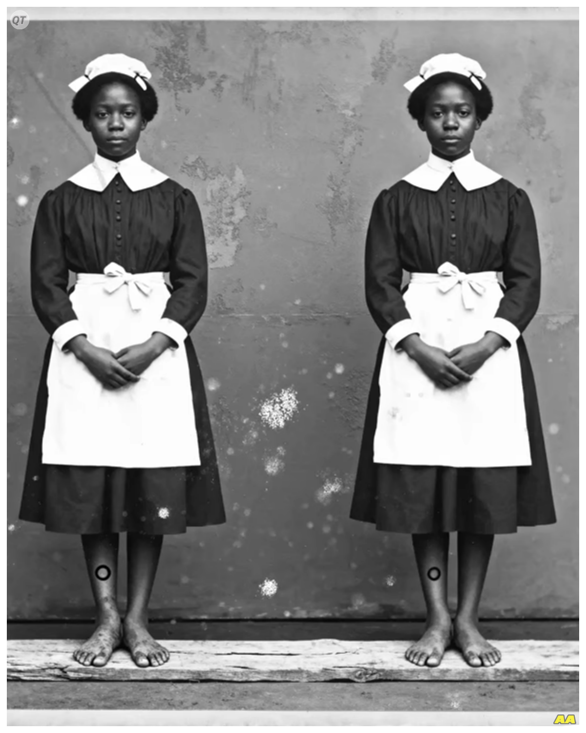 This 1901 Portrait of Two Maids Looks Professional Until You Notice the Shoes This 1901 portrait of two maids looks professional until you notice the shoes. At first glance, it seemed like any other formal photograph from the turn of the century. Two women in crisp white aprons standing before a painted backdrop, their expressions calm and dignified. It could have been filed away as a simple example of domestic service photography. Until one detail refused to let the investigator go. Miriam Calder had been working as a collection specialist at a regional history museum in Richmond, Virginia for nearly 11 years. The morning the photograph arrived, she was in the basement conservation lab, surrounded by the soft hum of climate control systems and the faint smell of archite. A local estate attorney had delivered three crates of material from a recently deceased collector, a man named Howard Felton, who had spent 40 years acquiring photographs and documents related to Virginia’s post civil war history. The museum had been named in his will as the recipient of his entire collection. Most of what Miriam unpacked that week was familiar. Tin types of soldiers, cabinet cards of middle class families, studio portraits of children in their Sunday best……….
