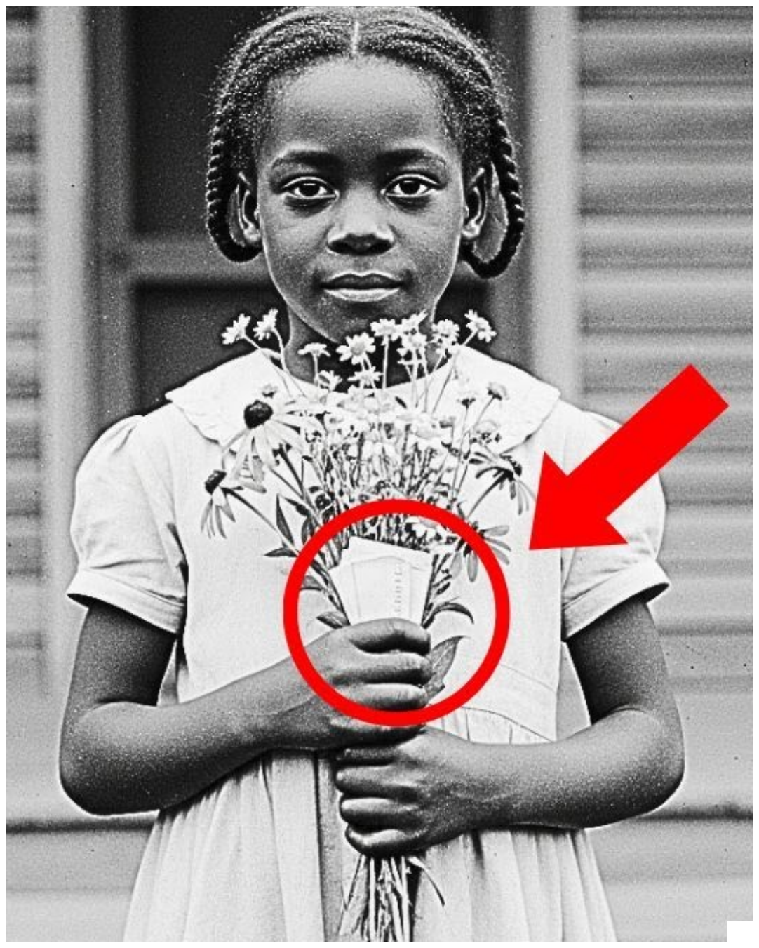 It was just a photo of a girl with flowers — until you notice what she’s hiding in her hand