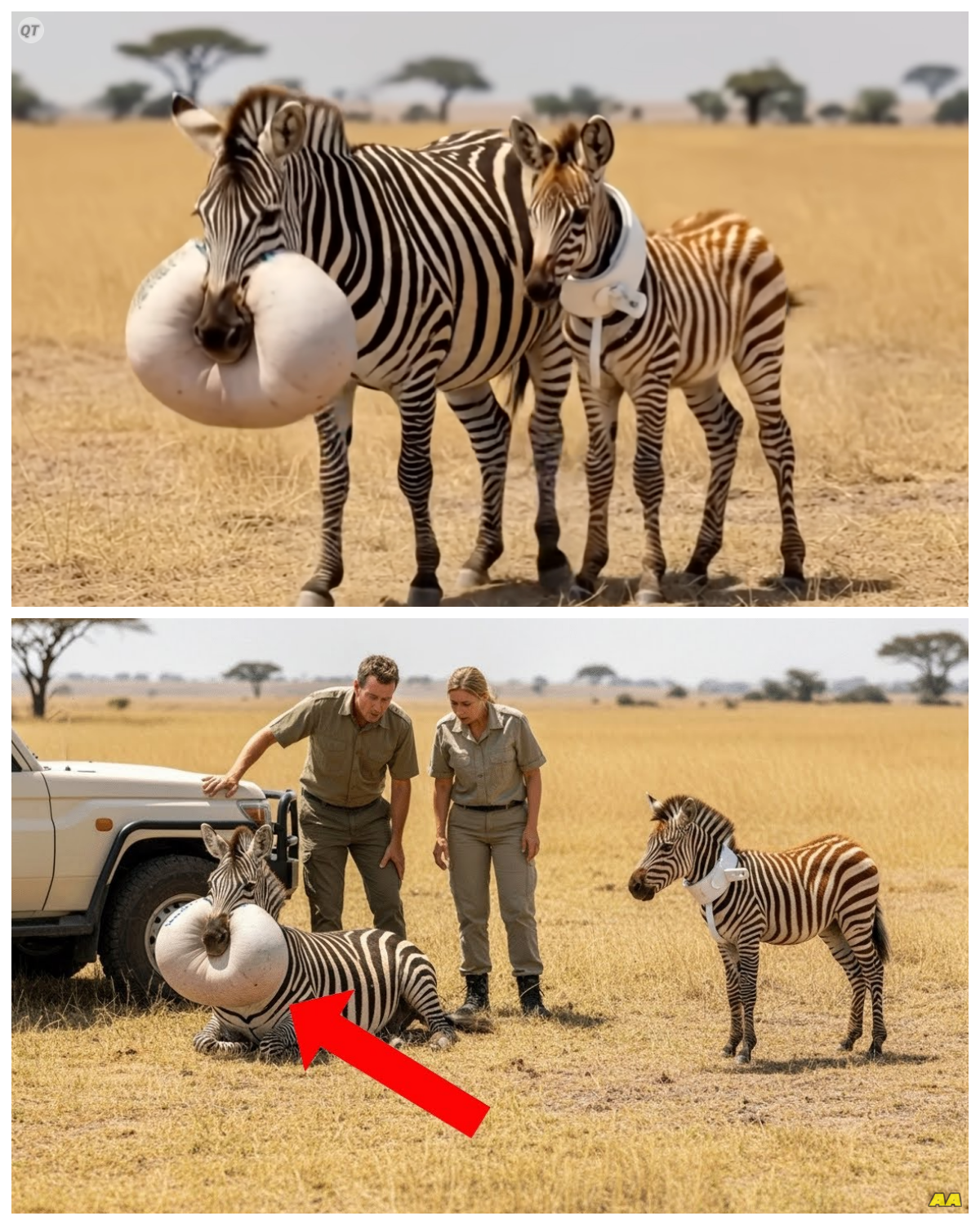 Baby Zebra Walked Alone to Save Its Mother — What Rescuers Did Next Shocked Everyone  This video is entirely AI-generated. I personally write the scripts, plan the scenes, and oversee the creation process.  A tiny baby zebra walked through the savanna for 5 long hours, desperately searching for humans who could save its severely injured mother 🦓💔. Exhausted, frightened, and completely alone — the brave little one never stopped, driven by love and hope.  When rescuers finally noticed the trembling baby zebra begging for help, they immediately followed it. What happened next became an incredible rescue story that touched everyone who witnessed it.  The rescue team did everything they could to save the mother zebra, protect her baby, and give them both a second chance at life. This is a powerful story of courage, devotion, and love — the kind that creates real miracles 🌿💚. Full in the comment 👇