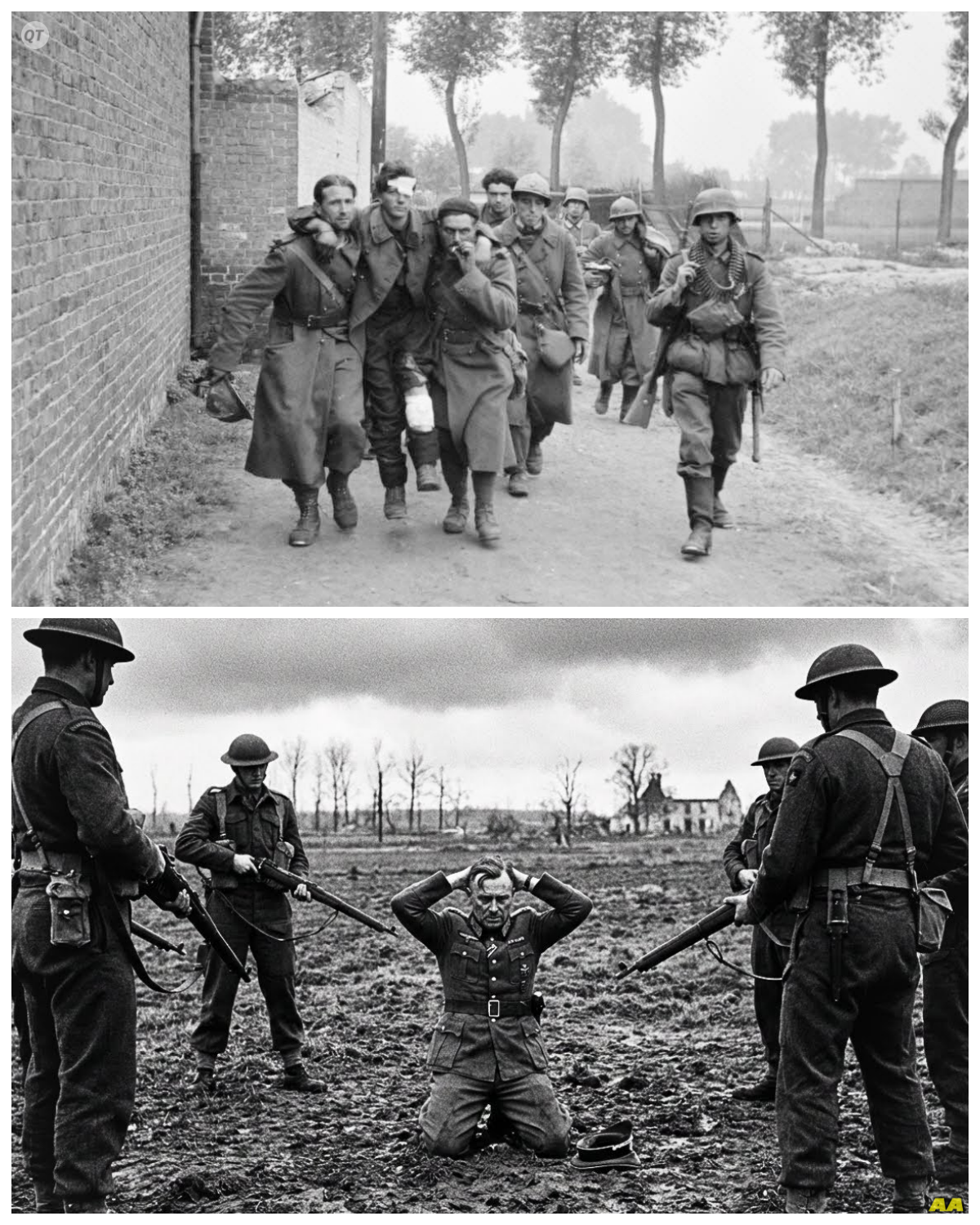 German General Captured in May ’45… What Canadian Soldiers Did Next Changed Germany Forever  May 1945, northwest Germany.  The war in Europe was over, but Captain James Stone stood in the ruins of a small German town, and knew the real nightmare was just beginning.  Around him stretched endless piles of broken brick and twisted metal.  The smell of smoke still hung in the air, mixing with something worse, something he tried not to think about.  his boots crunched on shattered glass as he walked through what used to be the main street.  28 years old, a high school history teacher from rural Ontario just 3 years ago.  And now he commanded 120 exhausted Canadian soldiers responsible for 15,000 German civilians who looked at him with hollow, desperate eyes.  The numbers painted a picture darker than the bombed out buildings.  Across Germany, 7 million people wandered the roads with nowhere to go.  20% of all homes had been turned into rubble.  The Canadian army alone held 400,000 German prisoners, and nobody knew what to do with them.  Stone had received his orders that morning, typed on crisp paper that seemed to mock the chaos around him.  Establish military control.  Prevent resistance.  No fraternization with German civilians………… Full in the comment 👇