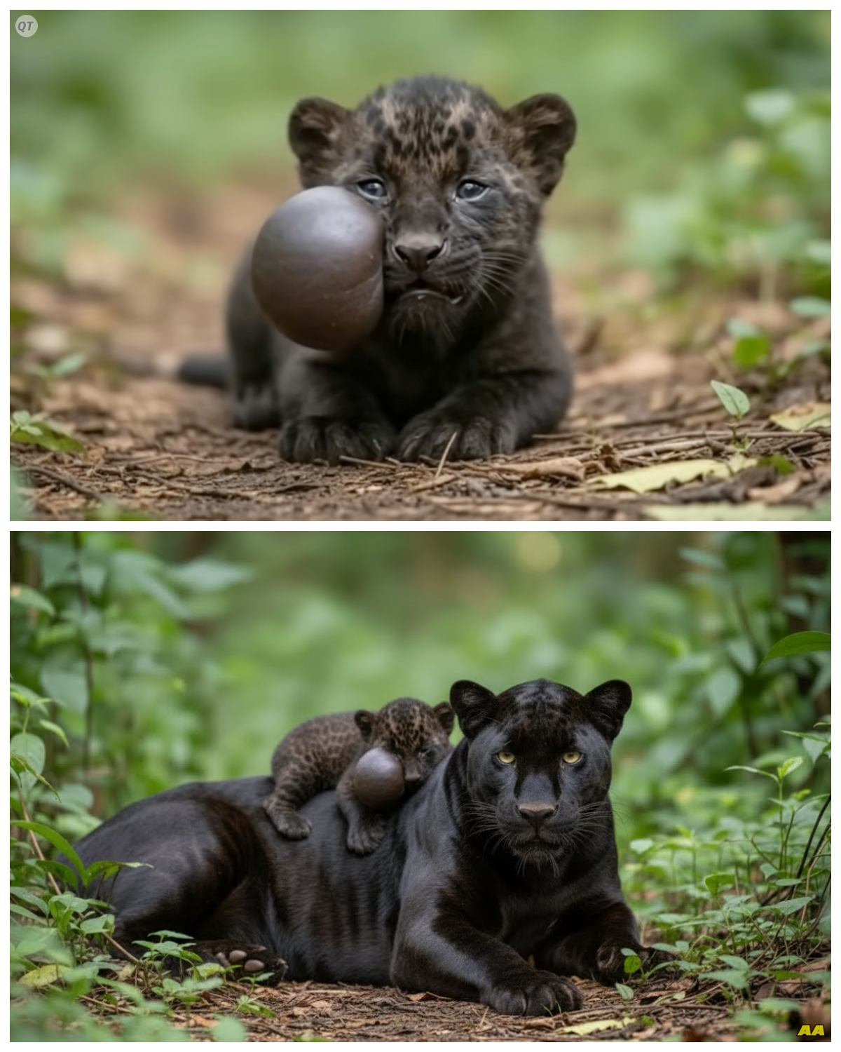 A Sick 2-Month-Old Panther Cub and His Father Searched for Help — The Ending Melted Hearts  A two-month-old panther cub was growing weaker with each passing day, barely able to stand on his own 🐆🤍 Despite being sick and exhausted himself, the father panther refused to leave his baby, staying close and guiding him through the jungle.  For days, they moved cautiously through the dense forest, avoiding danger and searching for help. The father shielded the cub, kept him warm, and urged him forward, even as his own strength continued to fade.  When rescuers finally discovered the exhausted pair, it was clear that every moment mattered. What followed became a deeply emotional rescue story, as the team rushed to provide urgent medical care, stabilizing the cub’s condition and treating the weakened father, who never left his baby’s side 🌍🌿 Full in the comment 👇