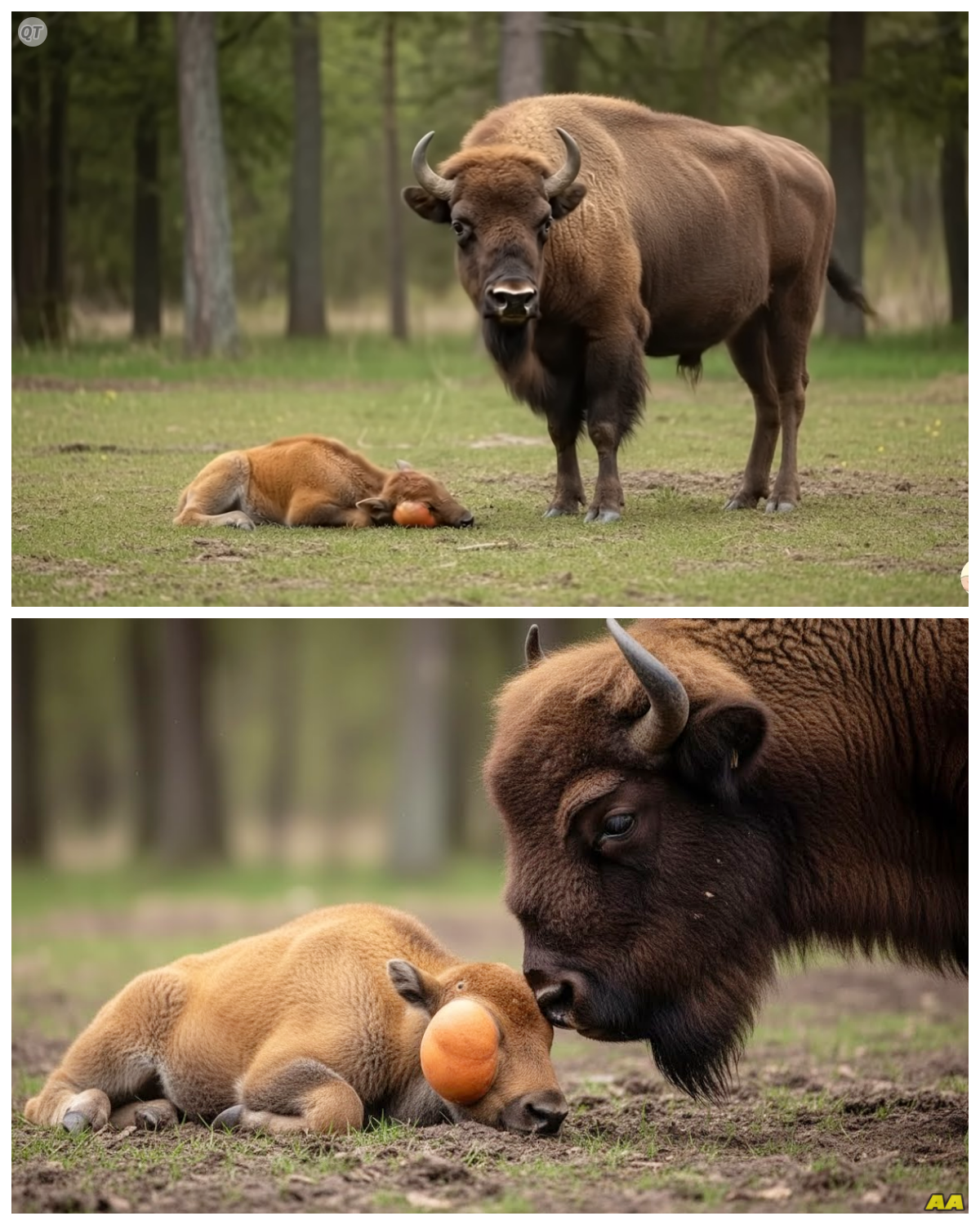 Bison Calf’s Heart-Wrenching Struggle: Father Defies Nature in a Shocking Rescue! 🐂💔 In a breathtaking display of paternal devotion, a father bison goes against the odds when his fragile calf collapses, igniting a fierce battle for survival. Witness the emotional turmoil as this majestic creature faces the unforgiving wilderness, pushing his limits to save his offspring from the brink of despair. Can love conquer all in the wild? You won’t believe the lengths he goes to! 👇