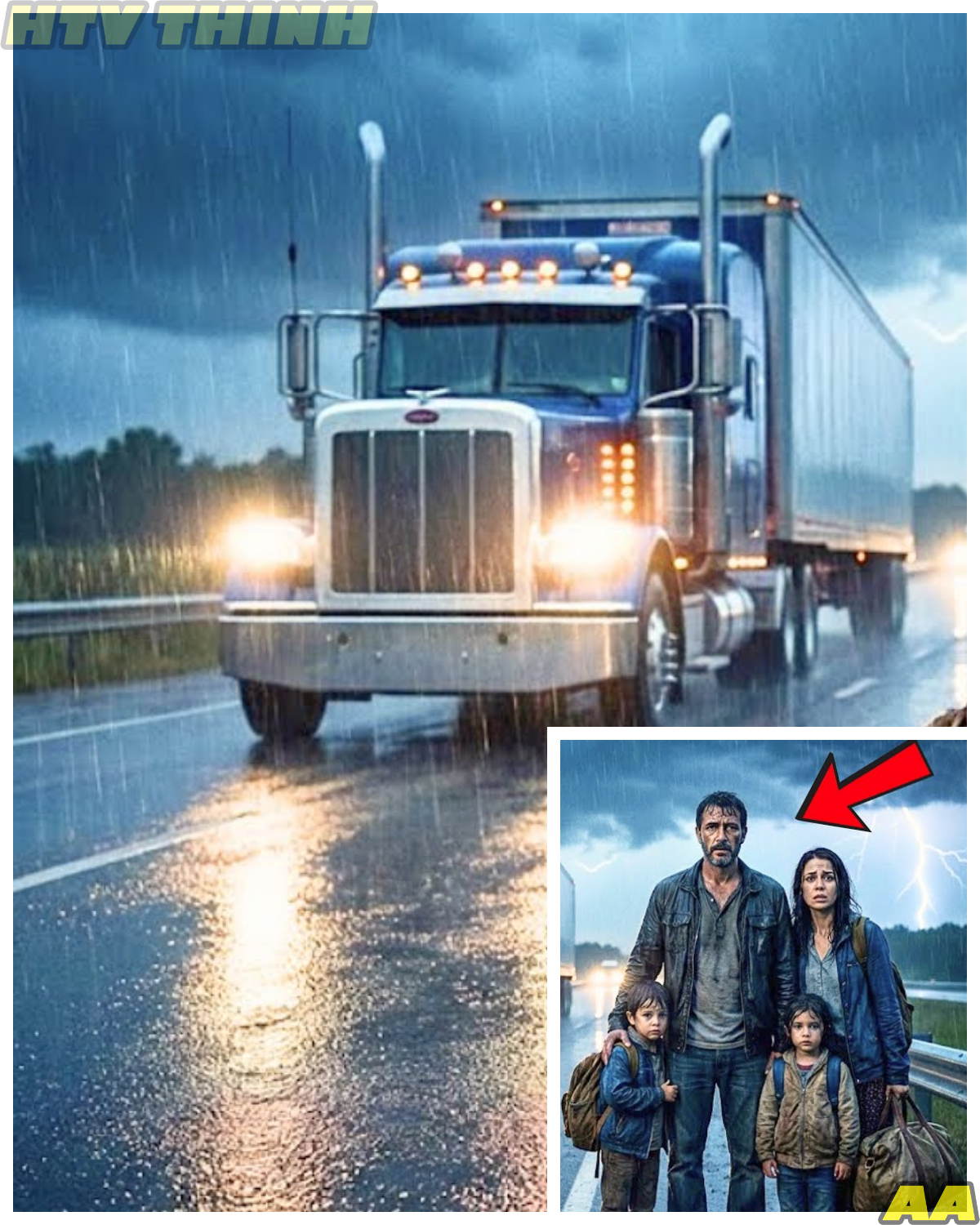 🙊 A Stormy Night’s Choice: How One Decision Changed Everything 🔍🌧️  On a treacherous stormy night, a weary truck driver faces a life-altering decision when he spots a family trudging through the rain, their silhouettes barely visible against the downpour. As he grips the steering wheel, the weight of his choice looms large—should he continue on his path or stop to offer help? This emotional story unfolds in real-time, exploring the profound impact of kindness and the unexpected connections that can arise from a single act of compassion. As the clock ticks and the storm intensifies, the driver must confront his own fears and doubts, questioning whether he has the courage to change the lives of strangers forever. Will he seize the moment to make a difference, or will he drive away, leaving them to face the storm alone? THE FULL STORY👇