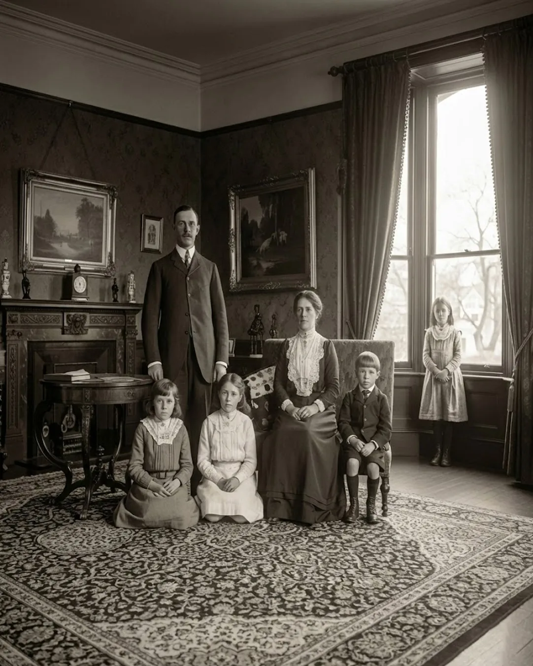 A 1910 Family Photo Seems Harmless — But Look at the Child Standing by the Window