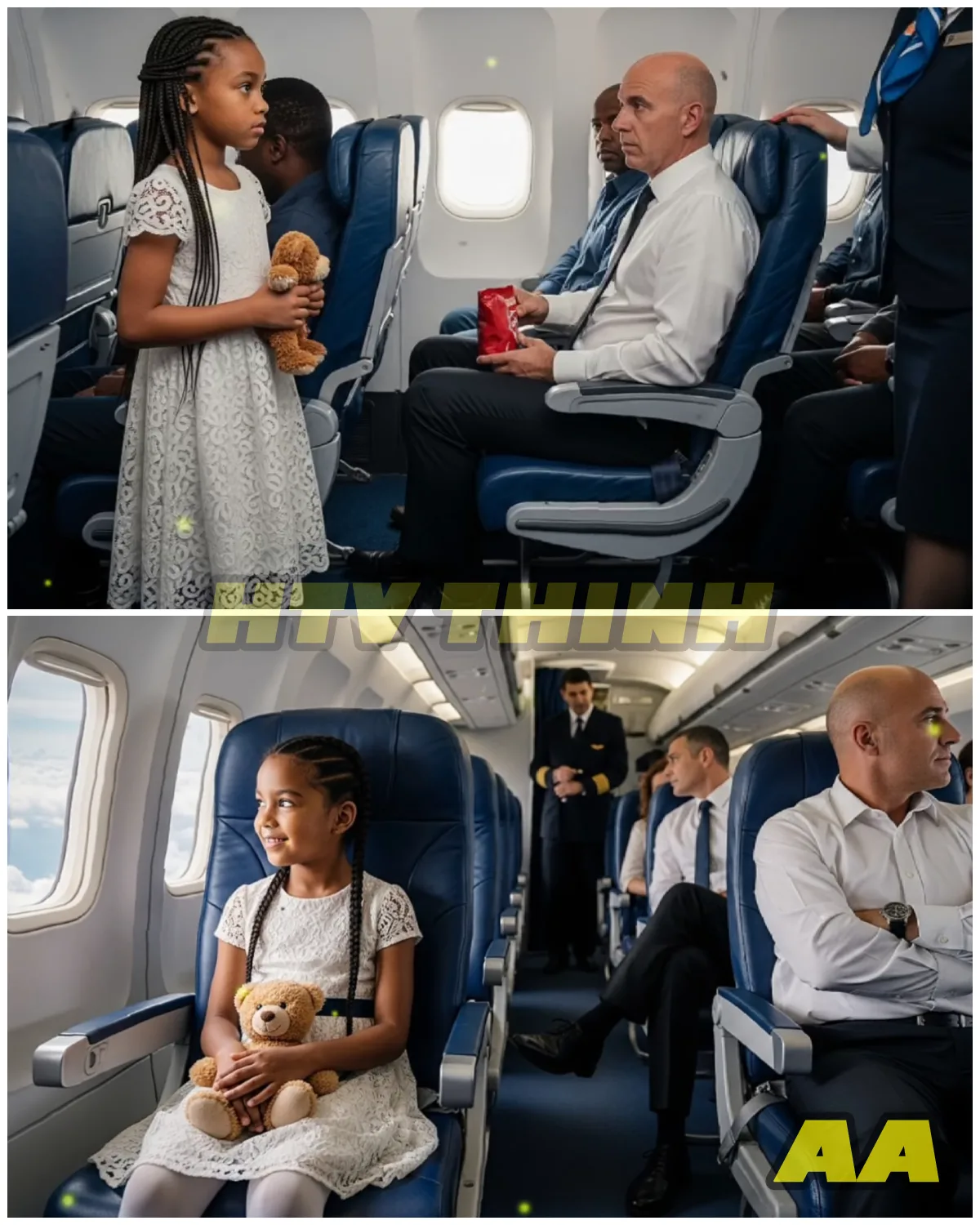 🧸✈️🔥 “He Told a Little Girl ‘Kids Don’t Deserve Window Seats’ — Then the Entire Flight Was Grounded” 😨 Passengers looked away. The crew hesitated. 😶 When the man snapped, “I’m not moving,” the silence grew heavy. Then the captain stepped out and made a decision that stunned everyone on board. What followed wasn’t punishment—it was a lesson in respect that turned an ordinary flight into an unforgettable reckoning. 🌍⚖️ Intro: 🛫🌤️ Sometimes justice doesn’t shout—it pauses everything until what’s right is restored. This story unfolds in narrow aisles and quiet courage, where entitlement meets an unexpected boundary. Stay until the end… the calmest person on the plane changed everything. 🤍✈️ In the first comment, what is relevant will be revealed.👇🏽