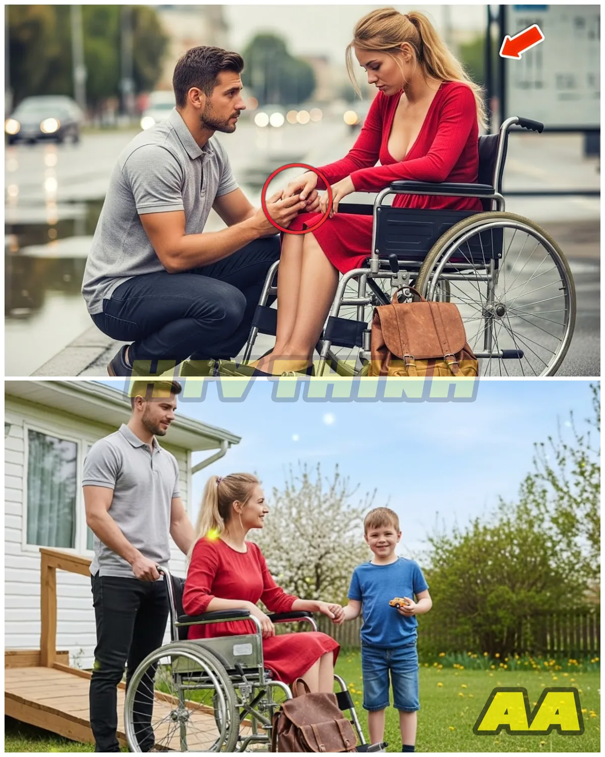 ♿🌧️👨👦 “A Single Dad Saw a Paralyzed Woman Shaking at a Bus Stop — What He Built for Her Weeks Later Shocked Everyone” 😭✨