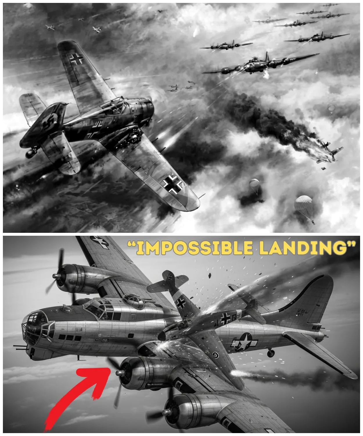 When This German Fighter Flew Into His B 17 — He Landed With It Embedded