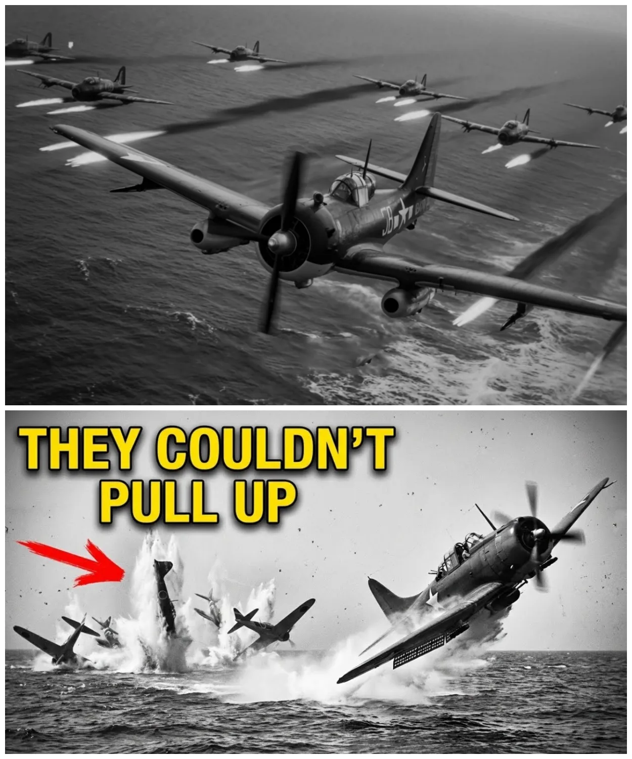 “PULL UP! PULL UP!” — GERMAN RADIOS SCREAMED WHEN A DIVE BOMBER BAITED 6 ZEROS INTO THE WATER