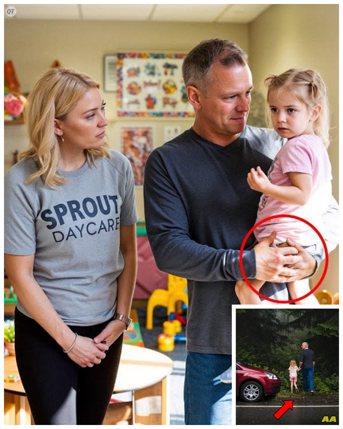 Dad Picks Up Daughter from Daycare, Gut Feeling Tells Caregiver to Follow—Then She Catches Him…