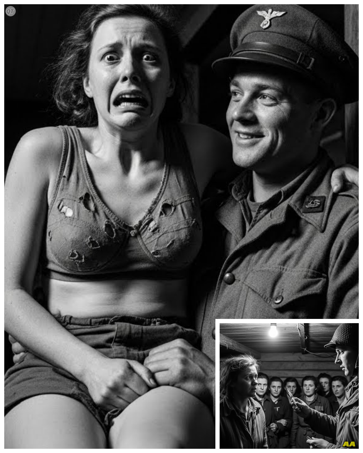 They Forced Us to Sit on Their Laps — What German Women POWs Felt Will Disturb You  The cold, dimly lit room felt suffocating, a prison within a prison where German women prisoners of war were forced to endure indignities far beyond the physical confines of their captivity.  They were ordered to sit on the laps of their captors, a cruel act meant to strip away dignity and impose psychological dominance.  Each command echoed like a hammer blow, shattering the fragile walls of resistance they had built around themselves.  How could they reconcile the humiliation with the stubborn will to survive?  The main character, a young woman whose name was Anna, felt her heart pound with a mixture of fear, anger, and disbelief.  Her body trembled—not from cold, but from the weight of helplessness pressing down on her spirit.  She had been trained to be strong, to endure hardship, yet this was a torment unlike any battlefield wound.  What thoughts raced through her mind as she was forced into compliance?  Was there a flicker of hope, or only the crushing certainty of powerlessness?  Around her, the other women shared silent looks—some filled with tears, others with fierce defiance that refused to be broken.  The captors’ actions were a deliberate assault on their identity, a twisted game of control that blurred the lines between victim and prisoner.  Anna’s mind wrestled with the injustice, questioning the nature of humanity in such dark times.  “Why are we treated this way? What purpose does this cruelty serve beyond humiliation?”  The situation was a stark contrast to the stories of male POWs, whose suffering was often physical and visible.  For these women, the wounds were psychological, invisible but no less devastating.  The forced intimacy was a violation that transcended the boundaries of war, plunging into the realm of personal trauma.  How did this shape their sense of self and their ability to trust again?  Anna’s internal struggle was a battle between survival and resistance.  Each moment of forced submission was met with an inner vow to remain unbroken, to hold on to the fragments of dignity that no captor could steal.  But the psychological toll was immense, a slow erosion of hope and identity.  Could resilience truly withstand such calculated cruelty?  The captors’ decisions to employ such tactics were chilling in their cold calculation.  Was this a method born of desperation, fear, or something darker?  The impact rippled far beyond the immediate moment, affecting relationships, mental health, and the very fabric of the prisoners’ lives.  What consequences would unfold long after the war’s end, hidden beneath the surface of silence?  As Anna sat there, forced into a position of vulnerability, her mind drifted to memories of home, freedom, and a life untouched by war’s horrors.  Could she imagine a future beyond these walls, beyond this violation?  Or was the shadow of captivity destined to follow her forever?  The story leaves us suspended in this moment of tension and uncertainty, a haunting glimpse into the complex realities faced by women POWs.  Their experiences challenge us to confront uncomfortable truths about power, cruelty, and survival.  What untold stories remain buried beneath the silence, waiting for voices brave enough to speak?  In reflecting on Anna’s ordeal and those of countless others, we see the profound impact of psychological warfare and the resilience of the human spirit.  The forced acts of submission reveal not just cruelty, but also the indomitable will to endure and reclaim identity.  This narrative invites us to ponder the depths of human suffering and strength, leaving us with questions that linger long after the story pauses…… Full in the comment 👇