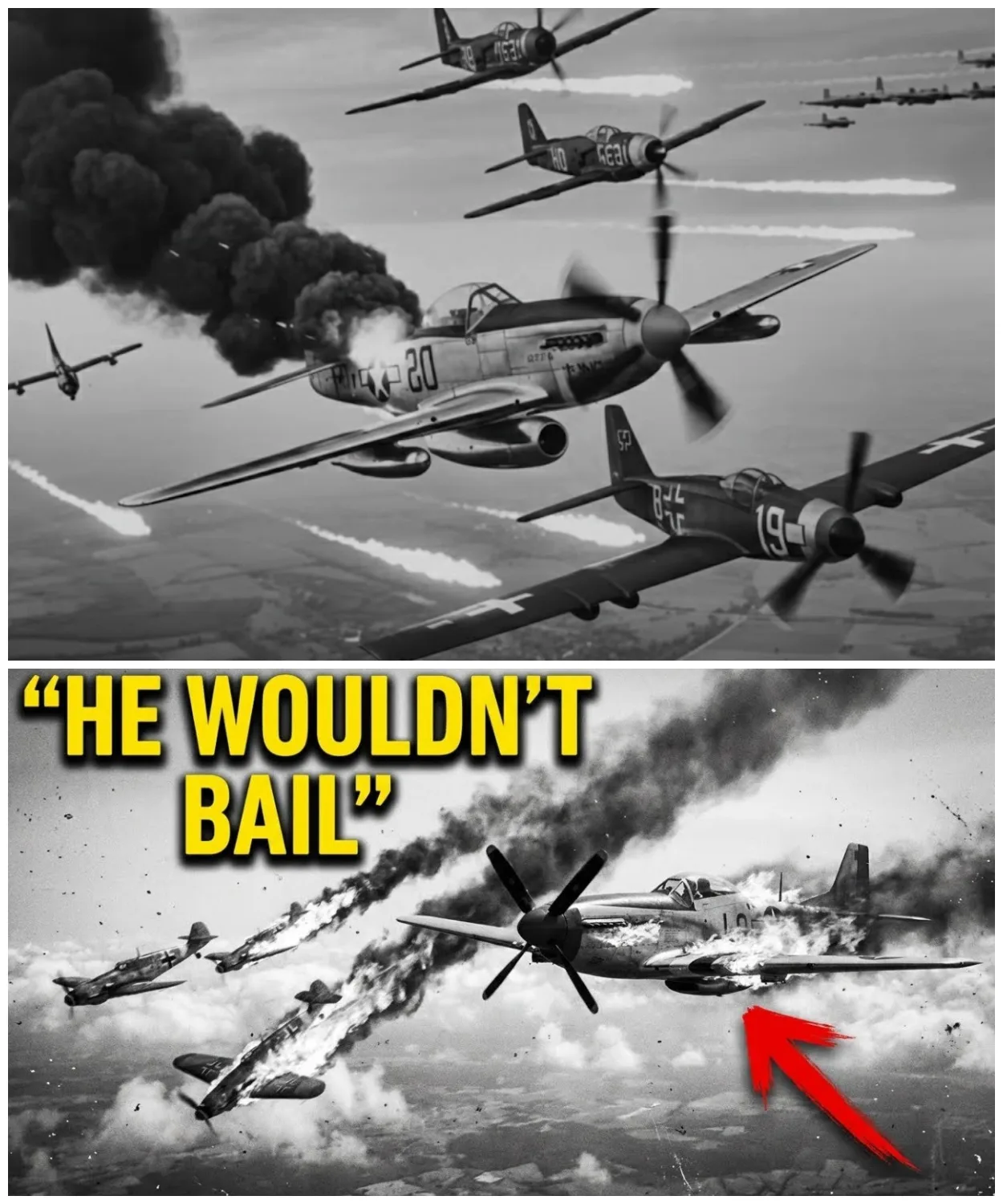 “He’s on Fire—Why Isn’t He Bailing?!” — German Radios Panicked as a Burning P-51 Downed 4 Fighters