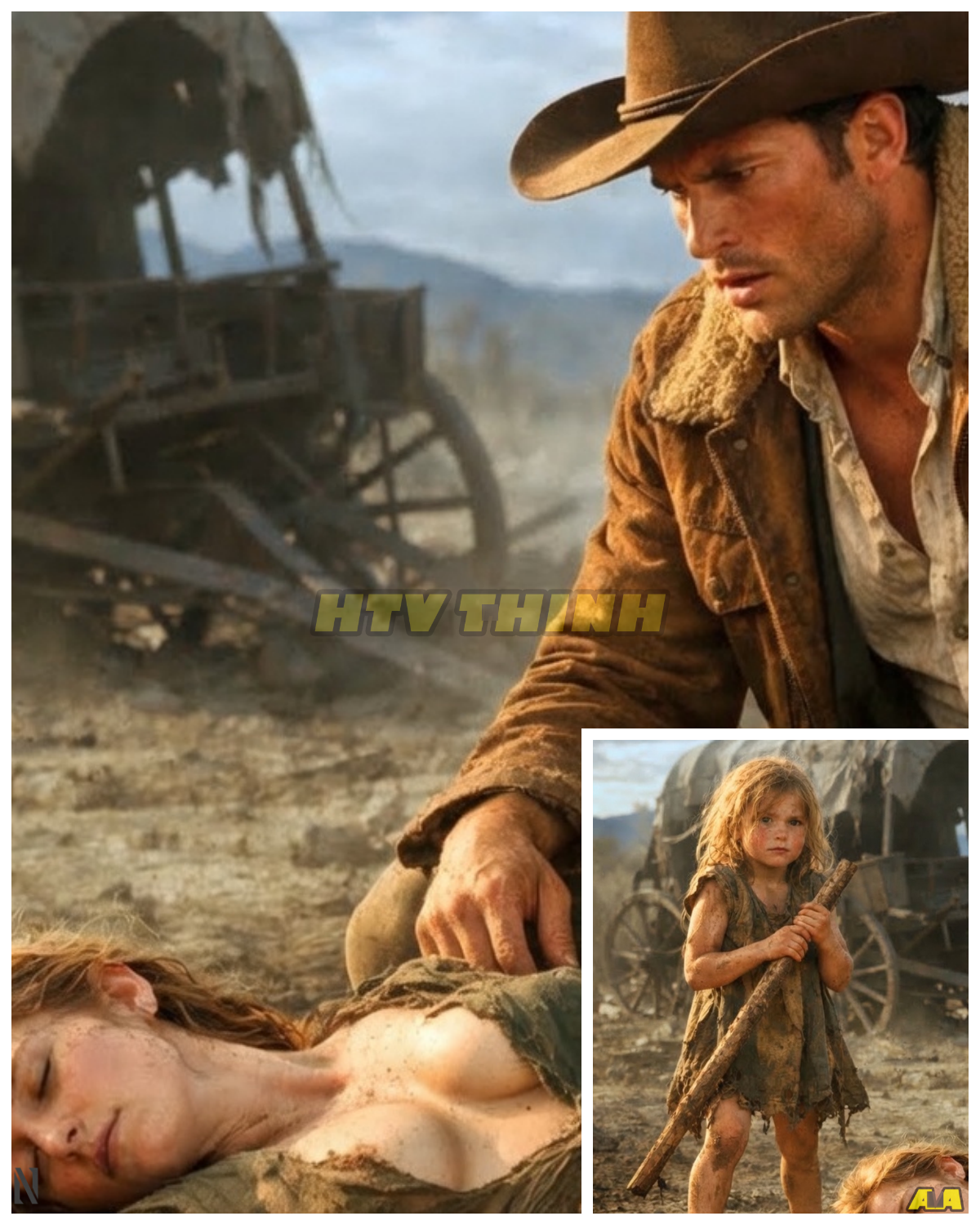 The little girl didn’t run when the cowboy approached. She didn’t scream either. She just stood there in the middle of the dusty road, clutching a rusty kitchen knife in both hands like it was the only thing left in the world protecting her.