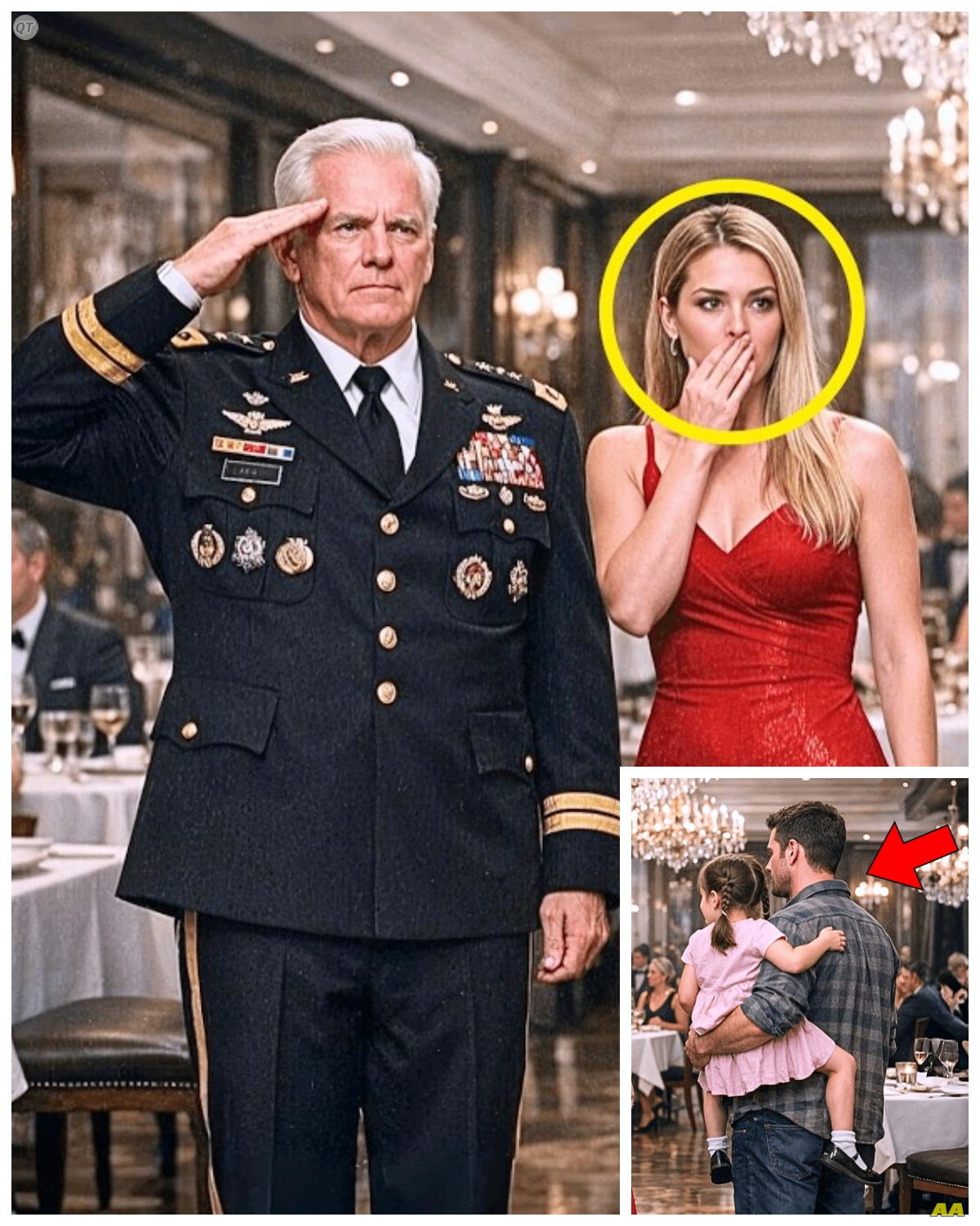 Blind Date Walked Out Laughing — Until Her Father Saw the Single Dad and Saluted Him.