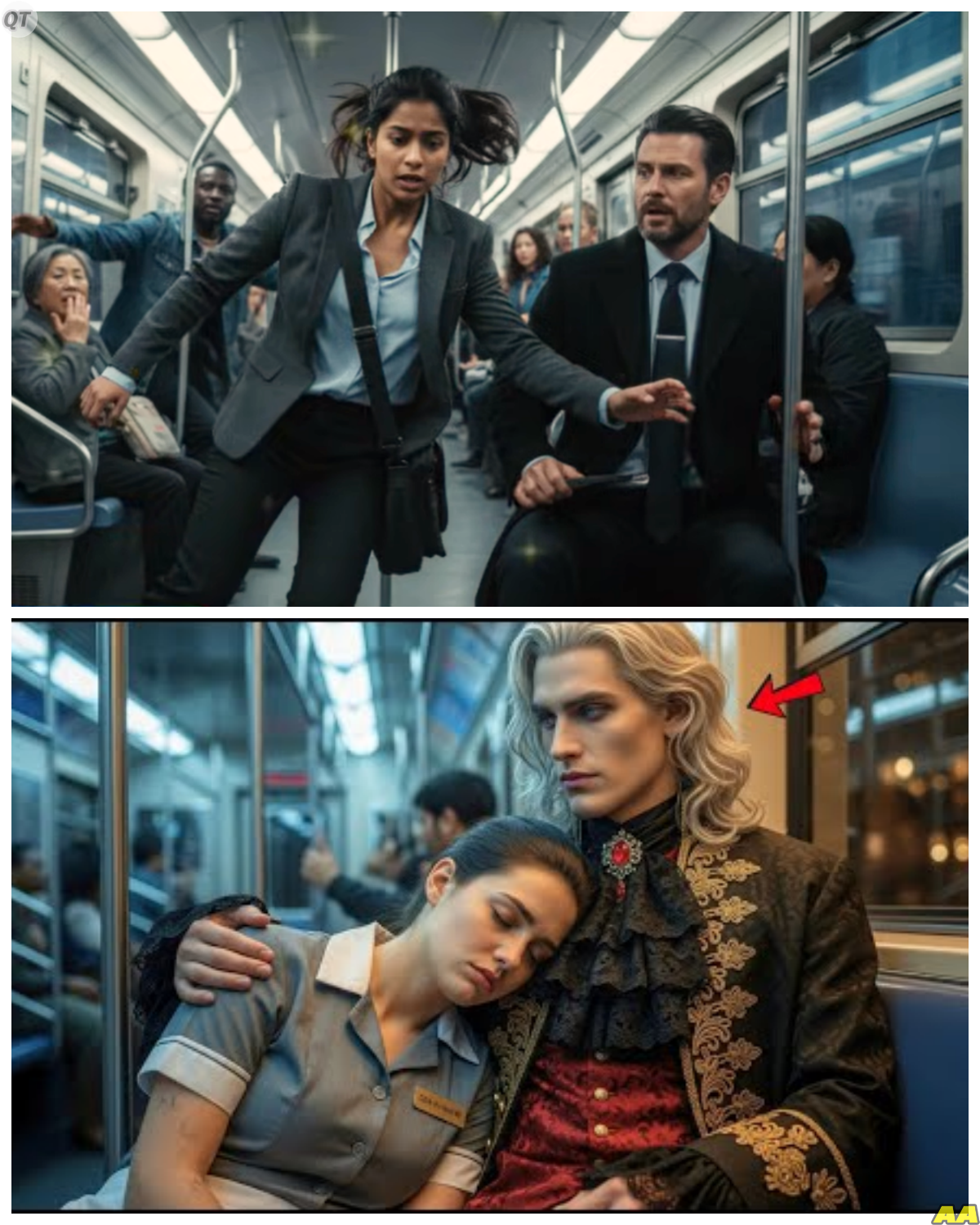 An Exhausted Waitress Collapsed Onto A Stranger’s Lap On A Crowded Subway Thinking It Was Just A Mistake Until She Realized Too Late He Was The Vampire King And Instead Of Letting Her Go He Tightened His Grip In A Way That Turned A Simple Accident Into Something Far More Dangerous -KK She barely had the strength to apologize her mind fogged from exhaustion until the silence around them grew heavy and his reaction was not anger but something colder something that made it clear she had just crossed into a situation she did not understand. The full story is in the comments below.