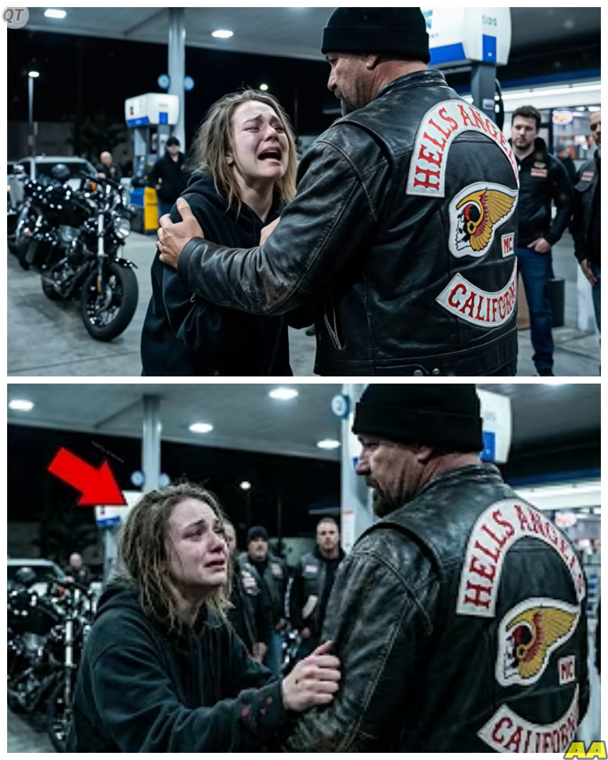 “He Said He’ll Kill Me If I Leave” She Whispered Through Tears To A Passing Biker Expecting To Be Ignored Like Everyone Else But What The Hells Angels Did Next Turned That Moment Of Fear Into A Scene So Intense So Unexpected That It Left Everyone Around Them Frozen In Silence -KK It began as a desperate plea barely audible over the noise of the street until the biker stopped listened and made a decision that shifted the entire situation in a way no one saw coming. The full story is in the comments below.