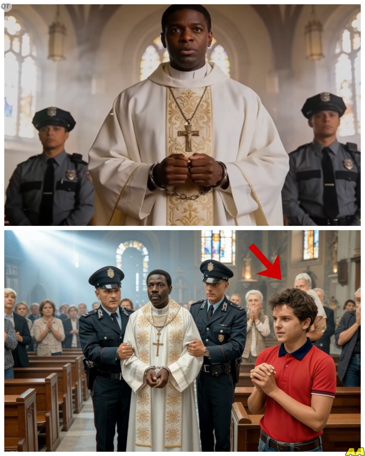 In the Middle of a Quiet Sunday Mass the Church Doors Suddenly Burst Open and Police Officers Walked Straight to the Altar to Arrest the Priest in Front of a Stunned Congregation, But Just Before He Was Led Away a Young Carlo Acutis Leaned Close and Whispered Something So Unexpected That the Priest Later Claimed Those Words Changed Everything About the Case -KK Witnesses say the entire church froze as the handcuffs clicked in the middle of the service, turning a sacred moment into a scene of confusion and disbelief, yet what truly puzzled those who later heard the story was the calm confidence with which Carlo allegedly told the priest he knew who had arranged the accusation, a remark that would haunt the investigation long after the church doors closed that day. The full story is in the comments below.