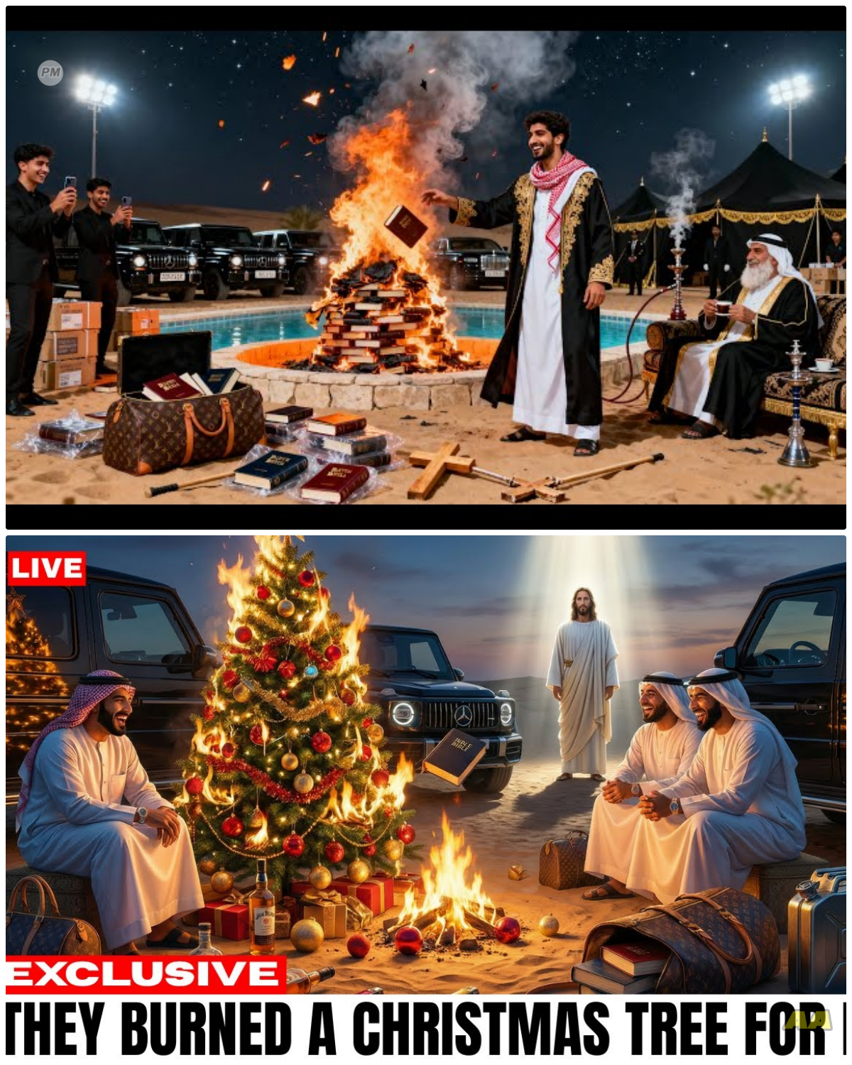 Saudi Royals Burn Christmas Trees and Bibles Until Jesus Shows Up