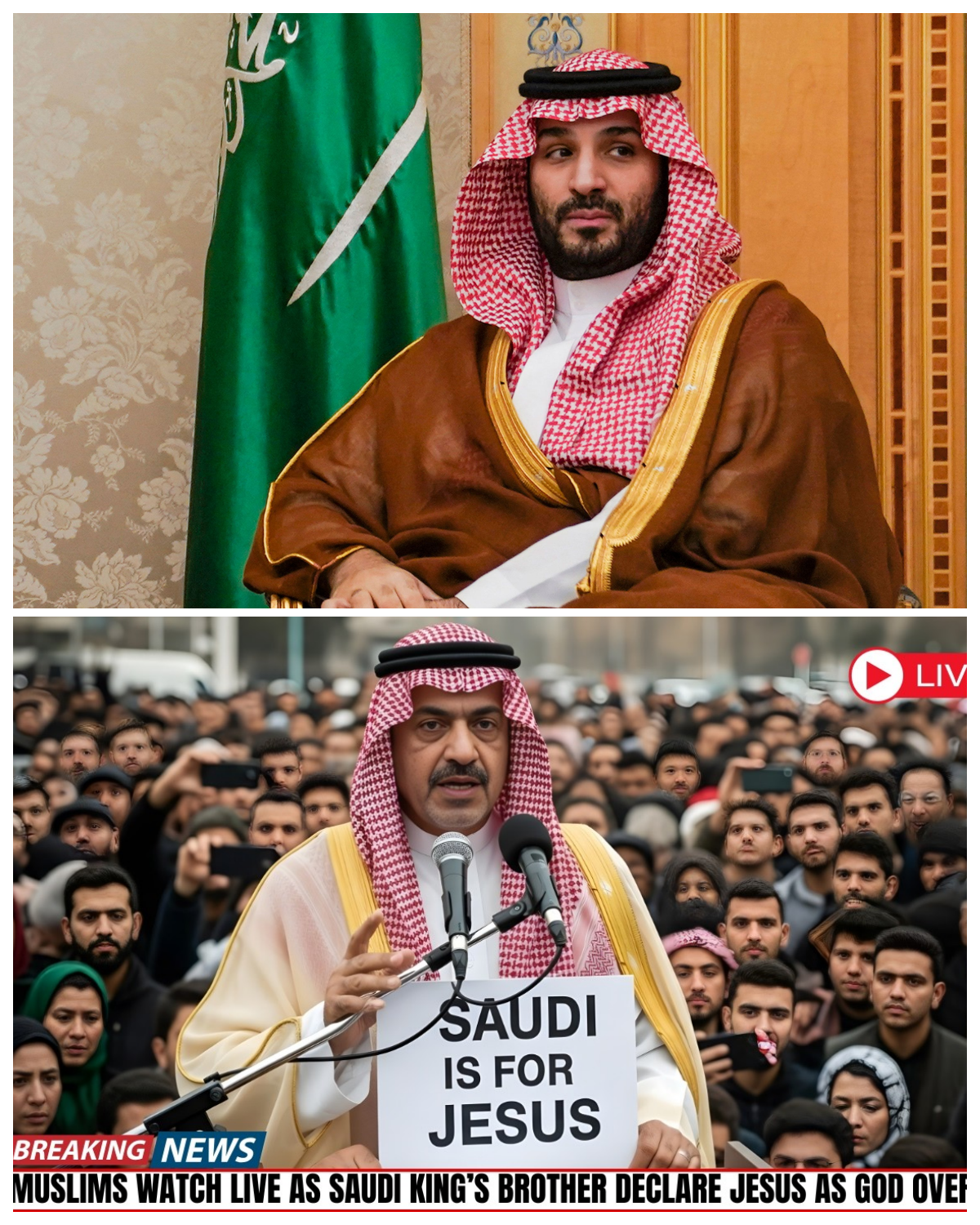 Muslims Watch LIVE as Saudi King’s Brother Share His Testimony: “Jesus is in Saudi Arabia RIGHT NOW”  During a broadcast that quickly spread across social media, viewers across Saudi Arabia and beyond watched as a royal family member shared a deeply personal testimony that left audiences stunned. Speaking openly about faith and spiritual experiences, he claimed that Jesus Christ is revealing Himself to people in unexpected places across the region. The emotional message sparked intense debate among Muslims, Christians, and curious viewers worldwide. Could this moment signal a quiet spiritual movement unfolding in the Middle East? Discover what was said, how people reacted, and why the testimony is spreading so rapidly online — click the article link in the comment to read the full story.