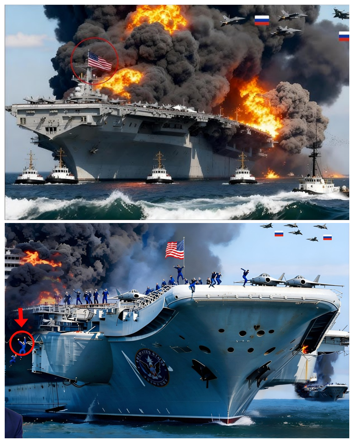 2 hours ago! A modern US aircraft carrier was brutally destroyed by a Russian Yak-141 fighter jet!