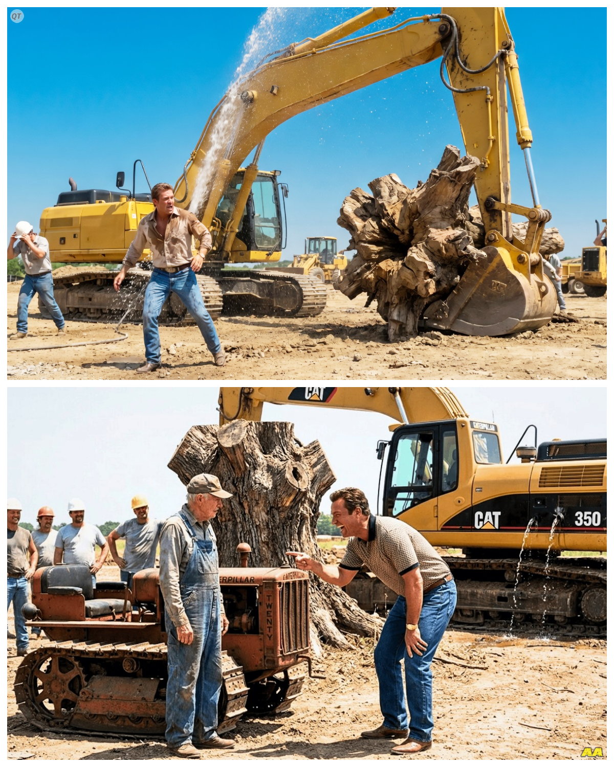 His $400,000 Excavator Couldn’t Pull the Stump — Then a Farmer’s 1930 Crawler Did