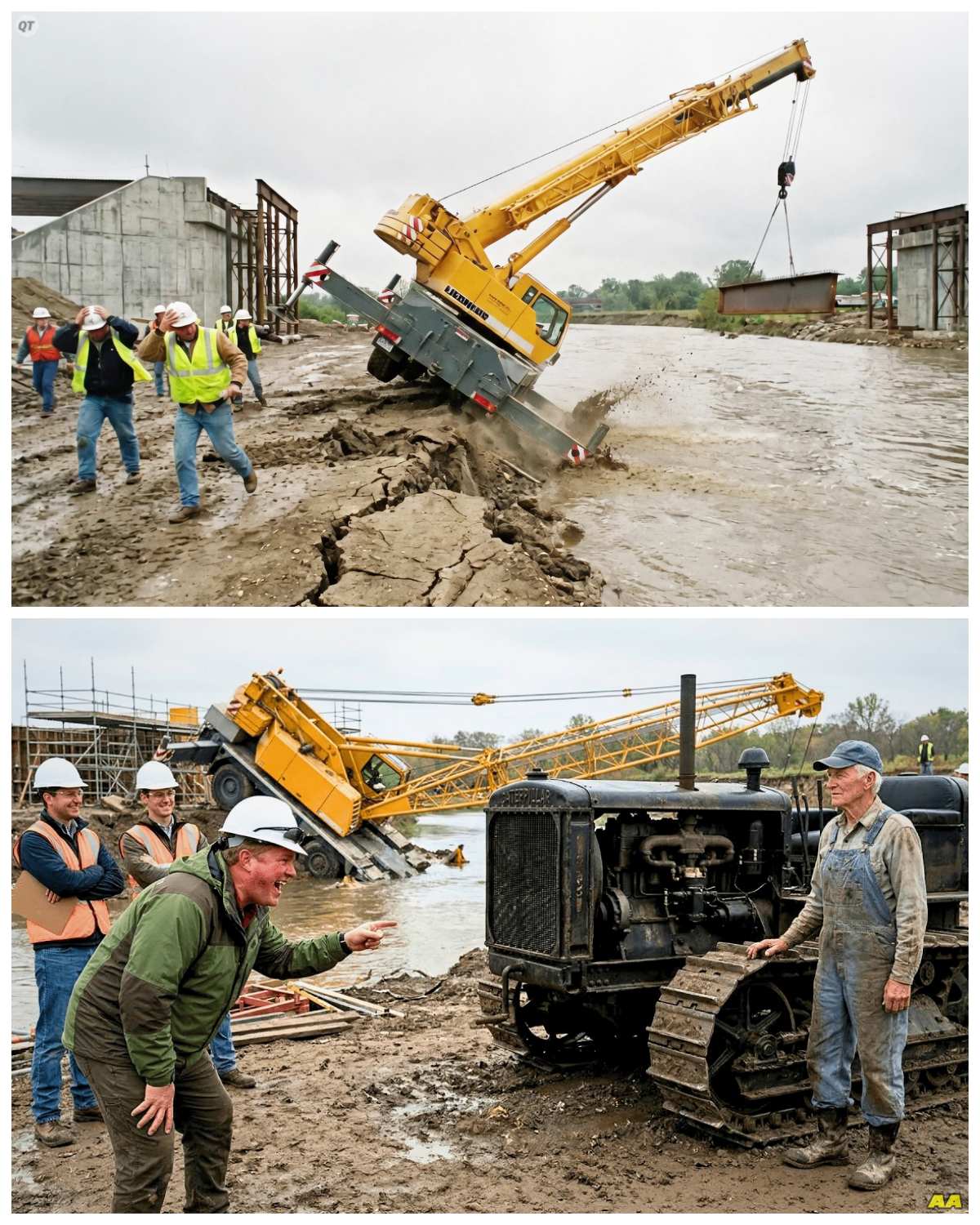 The Engineers Said the Crane Was Lost — Then an Old Farmer Fired Up His 1928 Caterpillar and Pulled