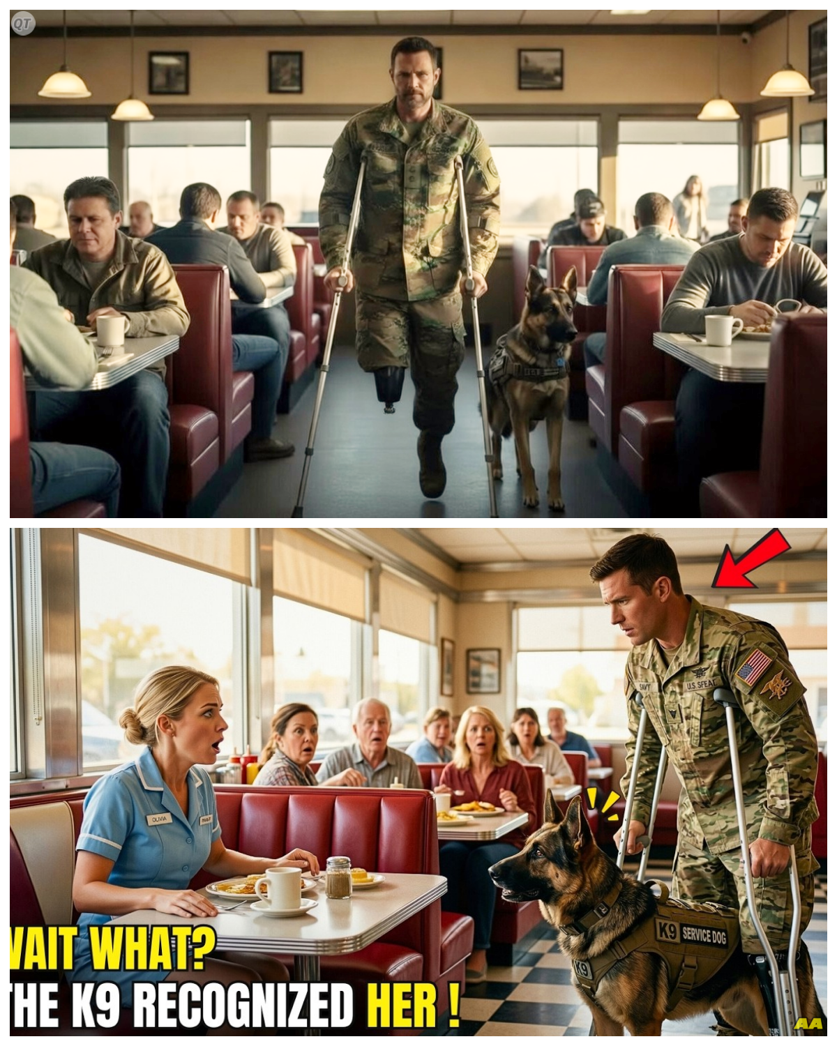 “Can I Sit Here?” Disabled Navy SEAL Asked a Waitress — Then His K9 Froze the Entire Diner