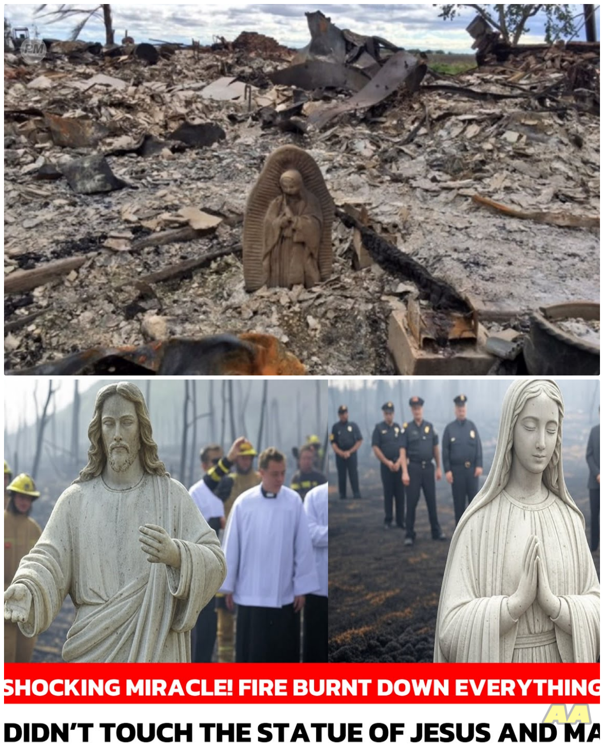 Holy Bible, Statue of Mary, and Jesus Miraculously Untouched as Fire Destroys Every other Thing