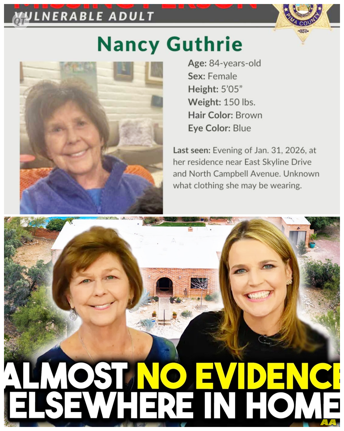 “Almost NOTHING Found in Nancy Guthrie’s Home—Is Her Disappearance More Sinister Than We Thought?” -ZZ  In a startling update that has sent shockwaves through the community, investigators have found almost nothing inside Nancy Guthrie’s home, raising disturbing questions about her sudden disappearance! What could explain the barren state of her residence, and what does it mean for the search efforts? As rumors swirl and speculation runs rampant, the stakes have never been higher—could this be a case of foul play, or is there a more complex narrative at work? With every twist, the mystery deepens, leaving everyone on edge!