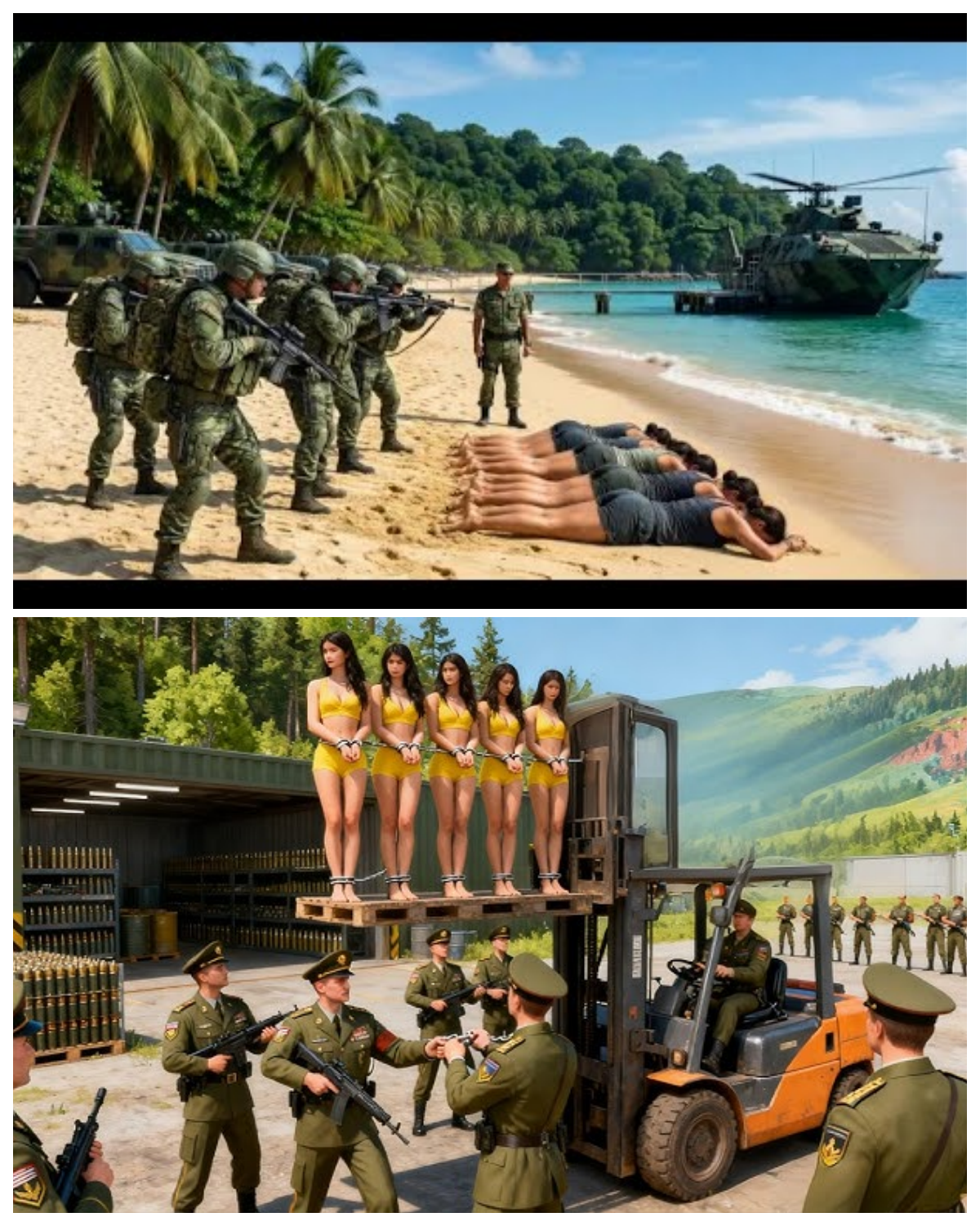 Cruel! 55 Kidnapped girls were to be executed by 5 enemy generals, but were saved by snipers