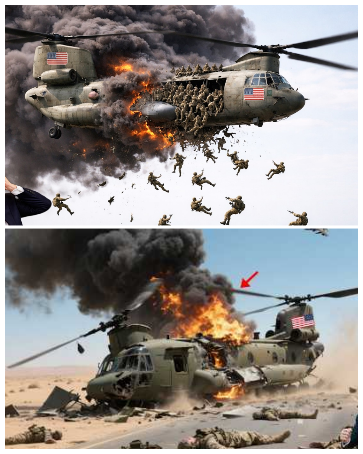 5 US CH-47 helicopters carrying 500 Generals were shot down by Russian SU-57s.
