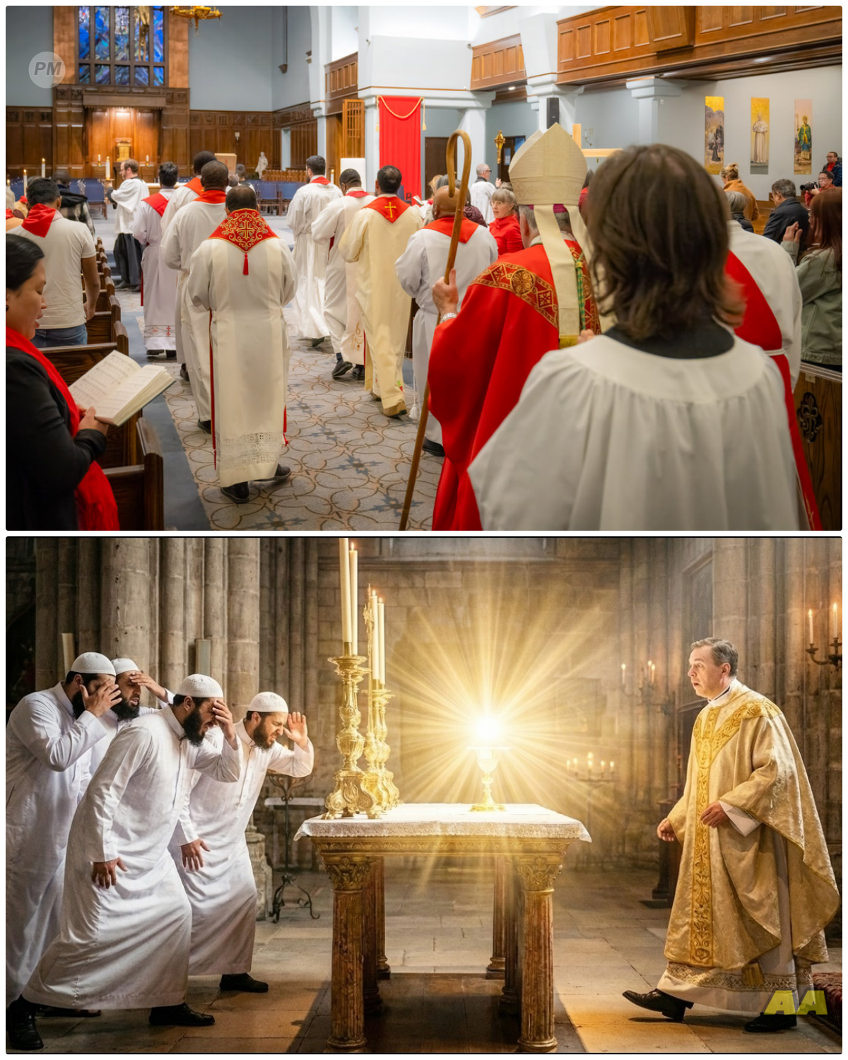 Muslims Stormed the Altar to Destroy the Eucharist and The Host Shined