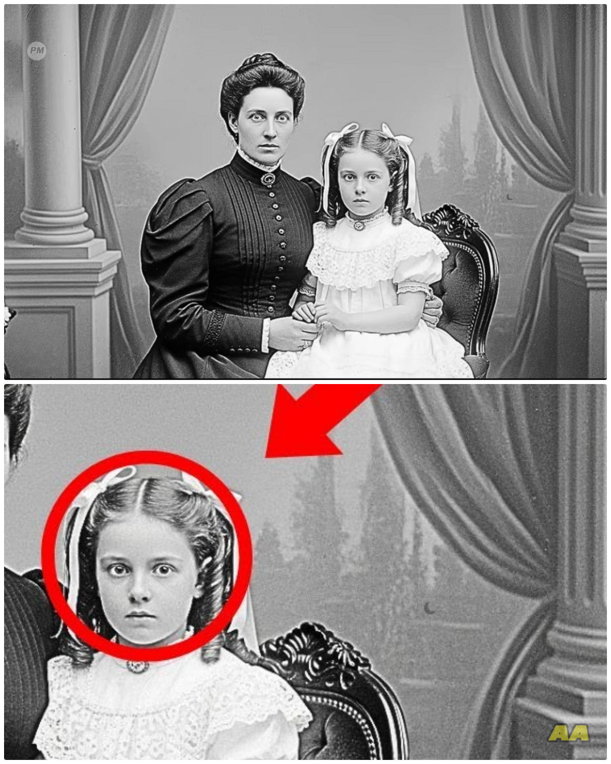 This 1897 Studio Portrait of a Mother and Daughter Looks Serene — Until You See Their Eyes