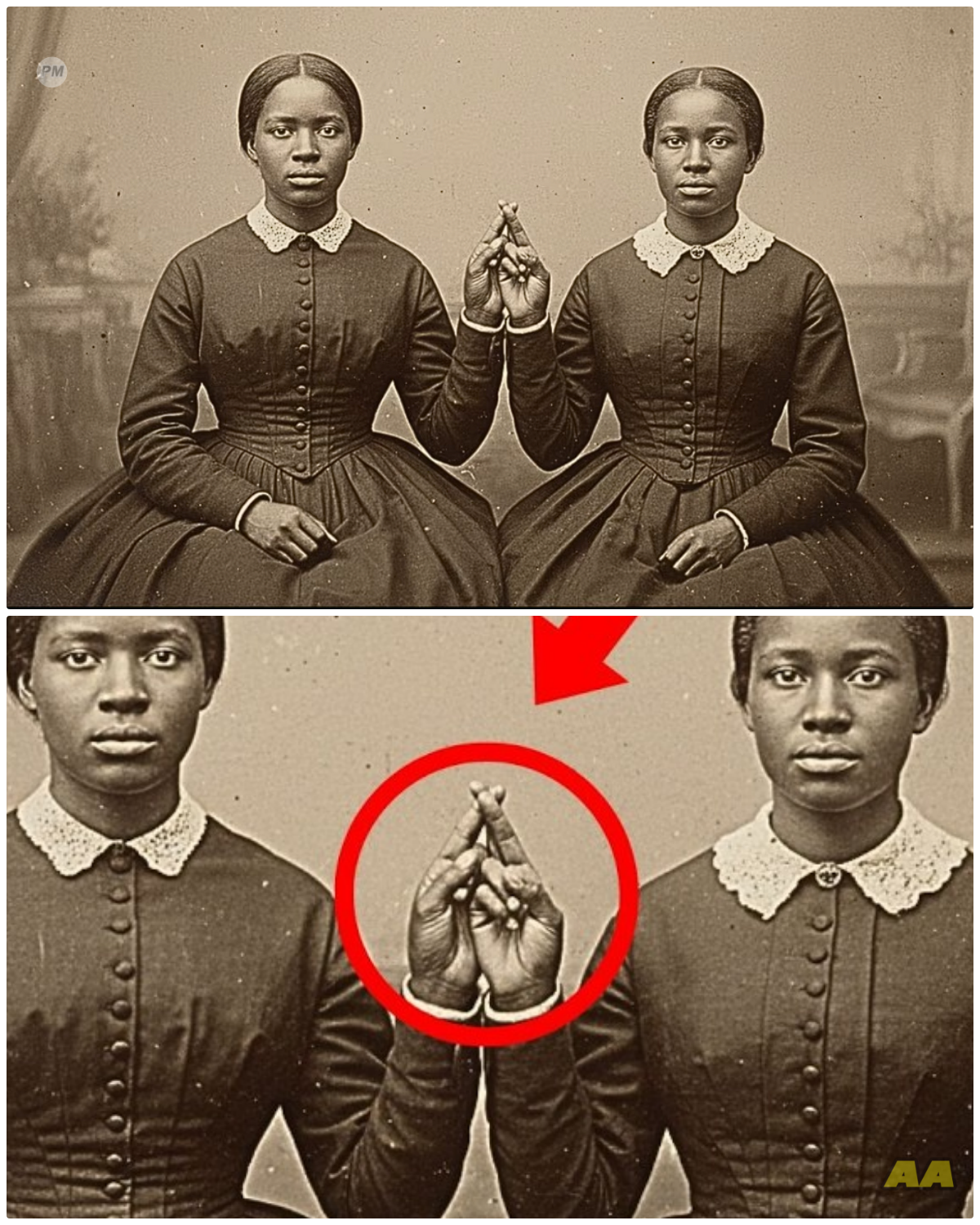 It was just a portrait of two sisters — but observe their hands more closely