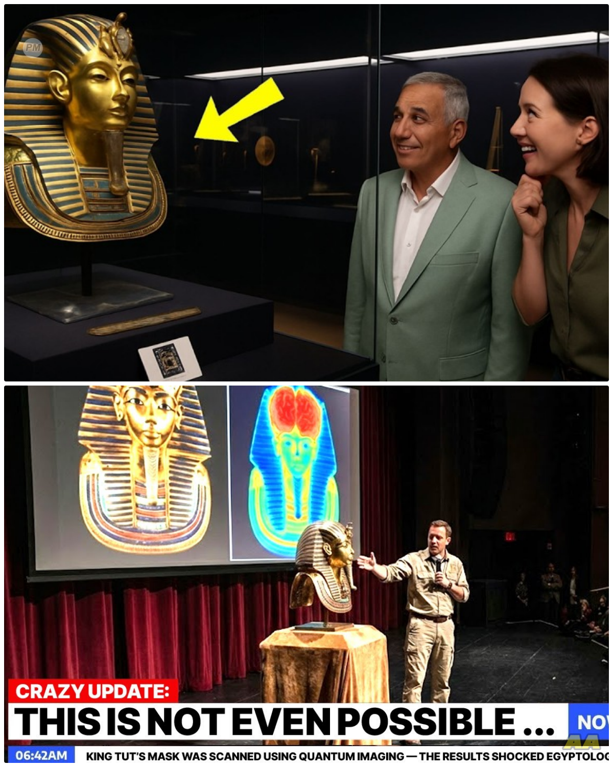 “‘THE MASK IS HIDING SOMETHING’ — CLAIMS OF QUANTUM IMAGING SCANS ON KING TUT’S ICONIC MASK ARE SHAKING EGYPTOLOGY, AS NEW DATA SUGGESTS THERE MAY BE MORE BENEATH THE SURFACE THAN ANYONE EXPECTED” It starts as a cutting-edge scan—but quickly turns into something far more unsettling, where technology begins to question what history thought it already understood. 👇