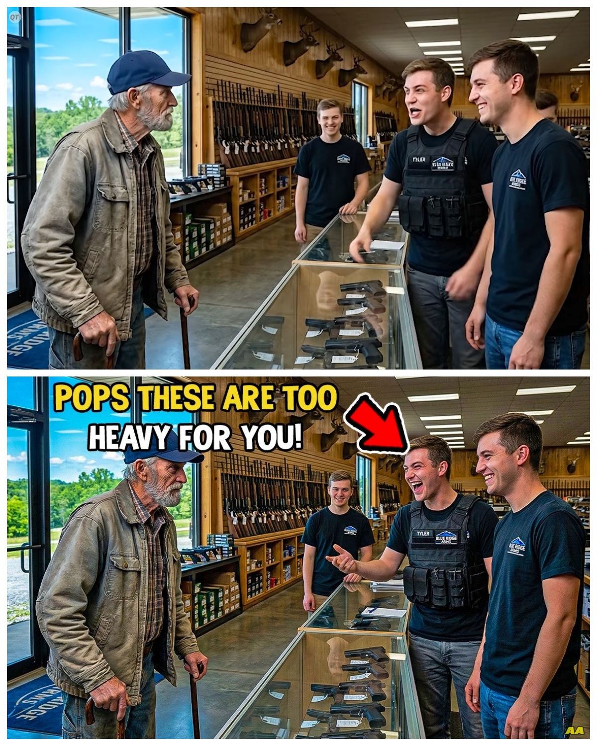 They Laughed at His Age in the Gun Shop — Until the Owner Walked In and Said, “Sir, It’s an Honor.“