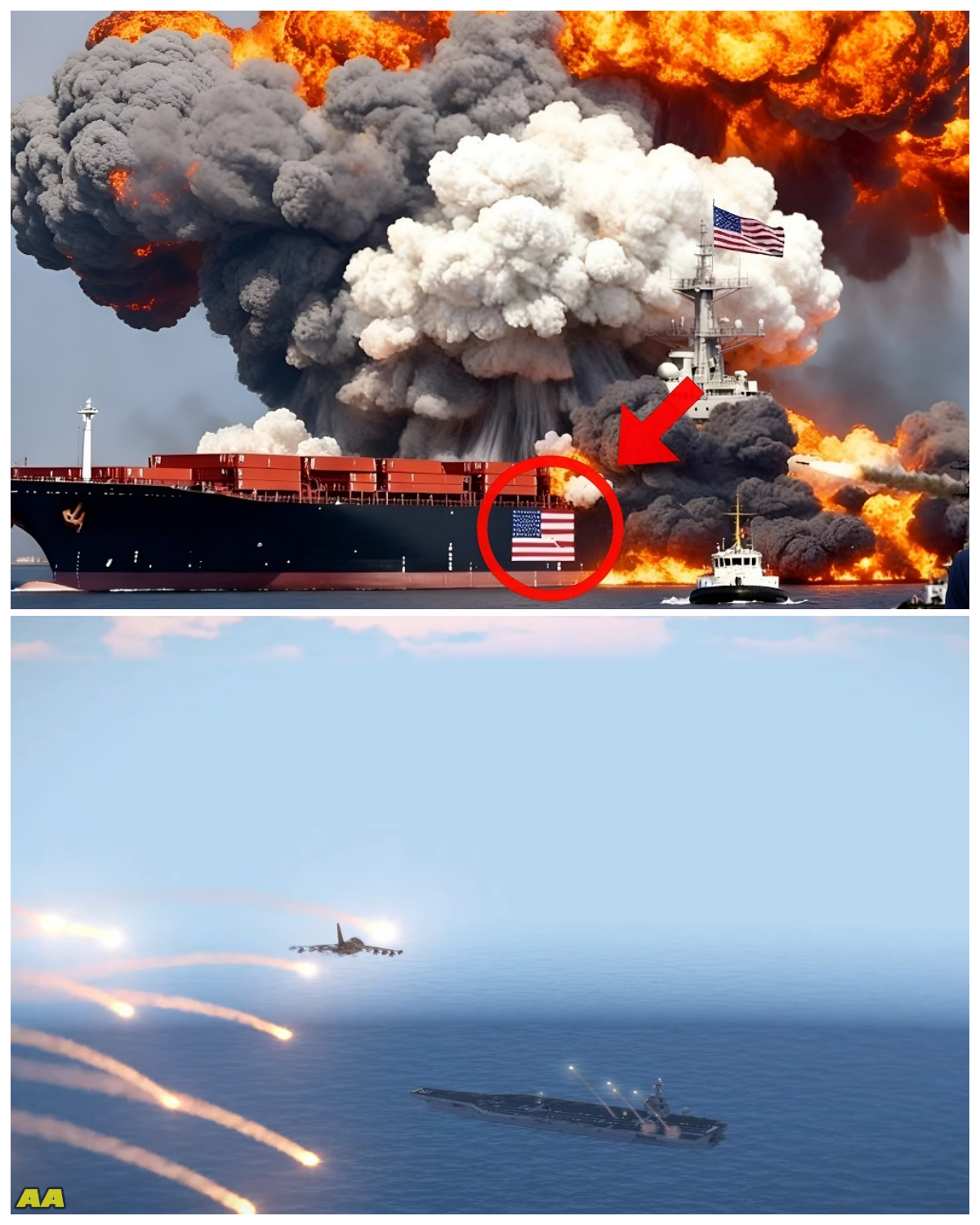 Two hours ago! The only American cargo ship carrying 15,000 tons of fuel was destroyed by a Russian SU-57 fighter jet!