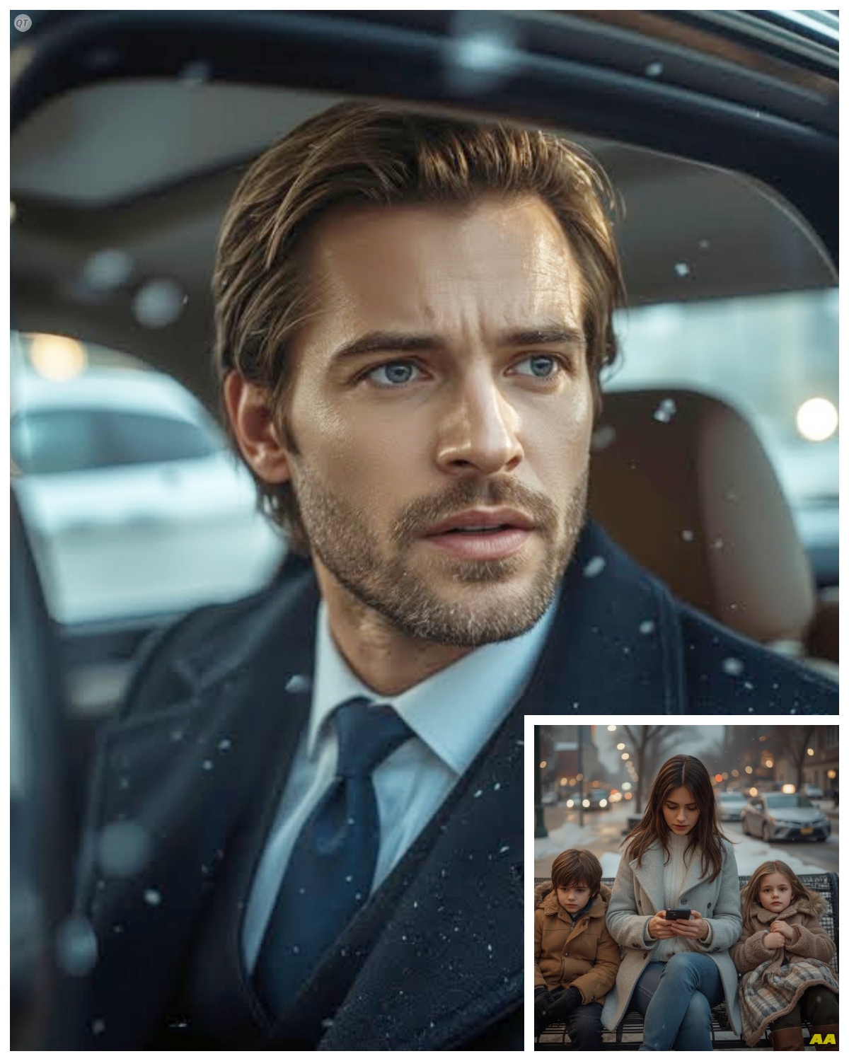 Billionaire stunned to see his ex-lover and twins on a park bench — texting for shelter in the cold