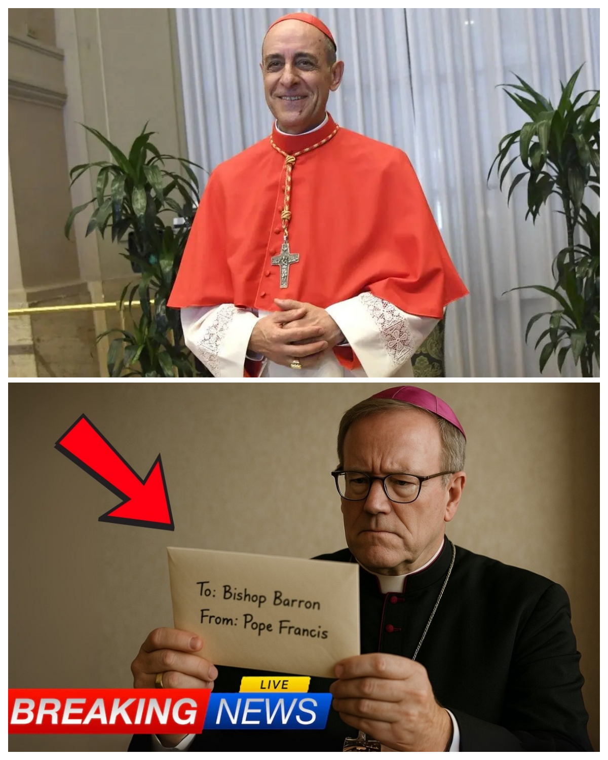Bishop Barron Breaks Down in Tears After Reading Pope Francis’s Secret Letter  What could be written in a private message powerful enough to move a well-known Catholic voice to tears? When Robert Barron, the American bishop widely known for his teachings through Word on Fire Catholic Ministries, reportedly read a deeply personal letter connected to Pope Francis, those present said the room fell completely silent. Was it a warning for the Church, a message of hope for believers, or something the public was never meant to hear? The emotional reaction has sparked intense curiosity among Catholics around the world. Discover the hidden details behind the letter and why its words are stirring so much discussion — click the article link in the comment to read the full story.