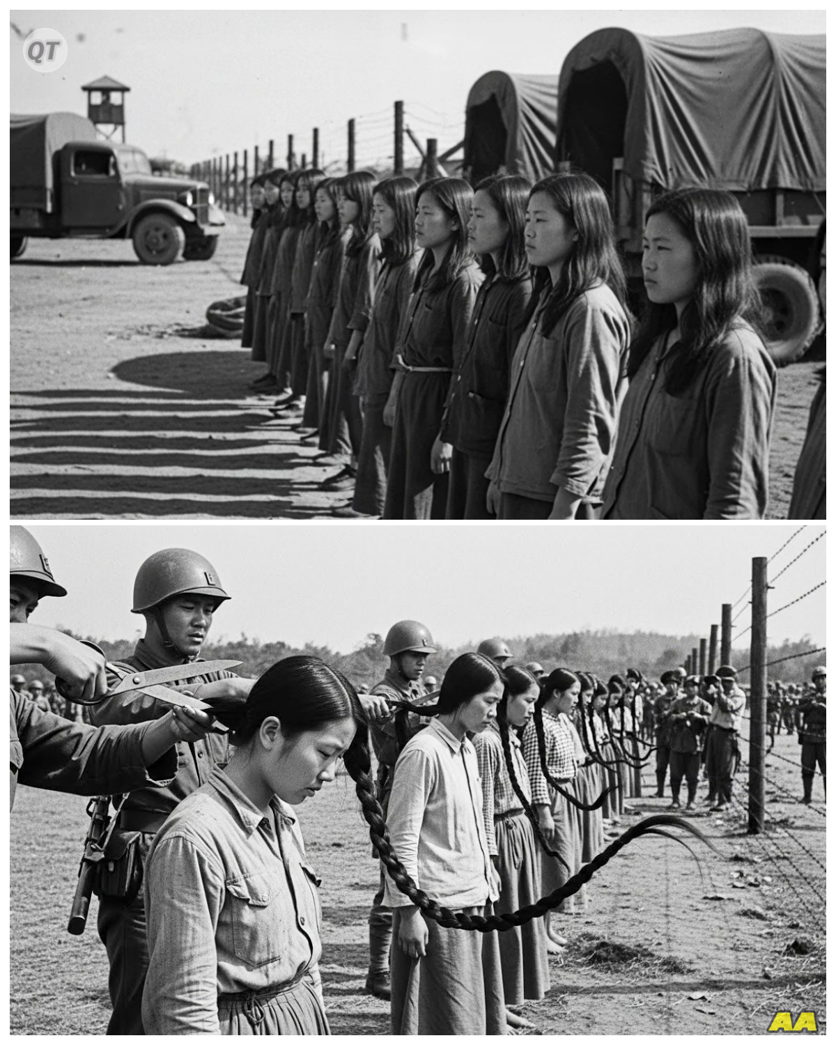 Female Japanese Prisoners Were Humiliated When Allied Troops Cut Off Their Long Hair-ZZ