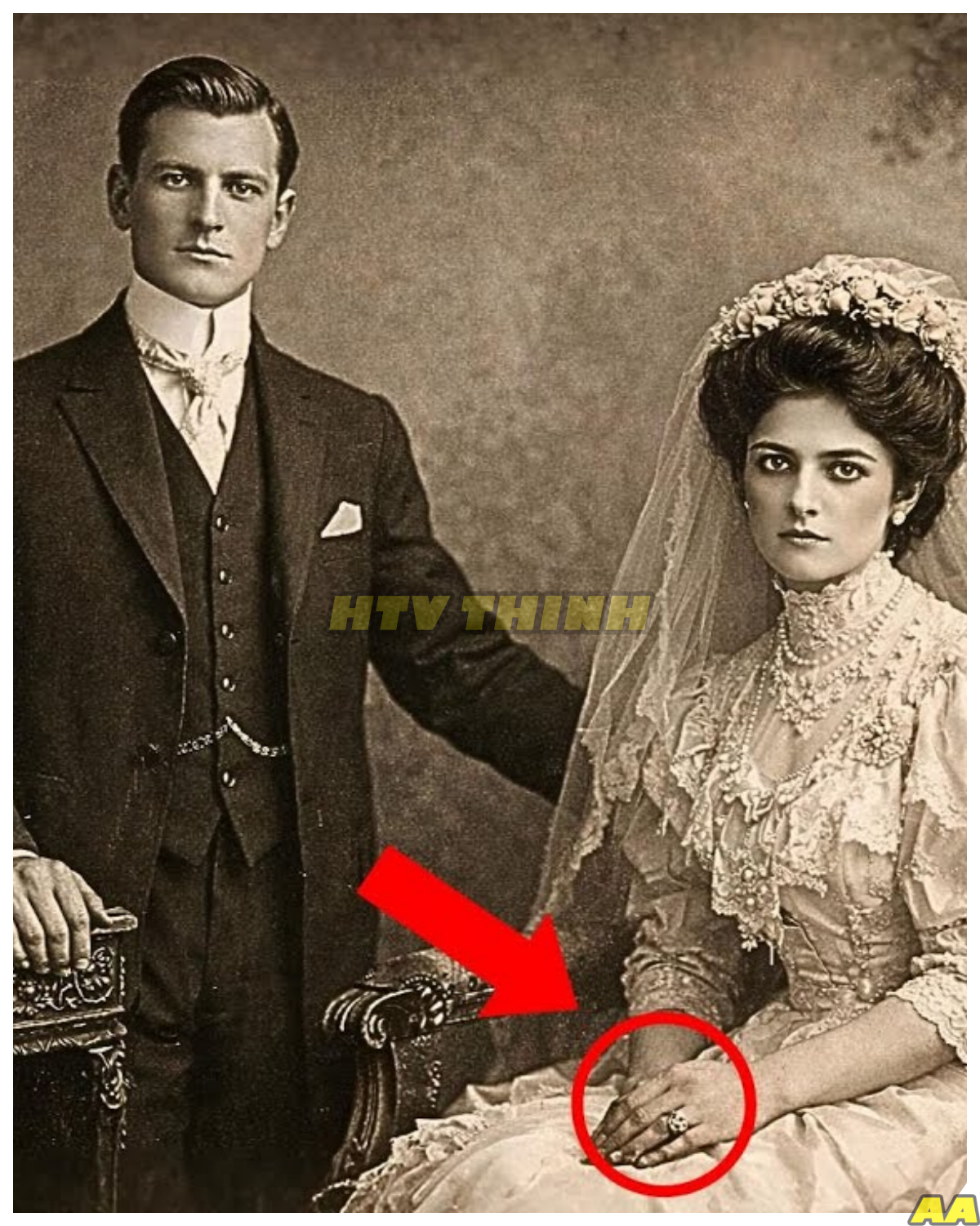 1910 Studio Portrait Discovered — Historians Are Stunned When They Zoom In on the Bride’s Fingers !!!