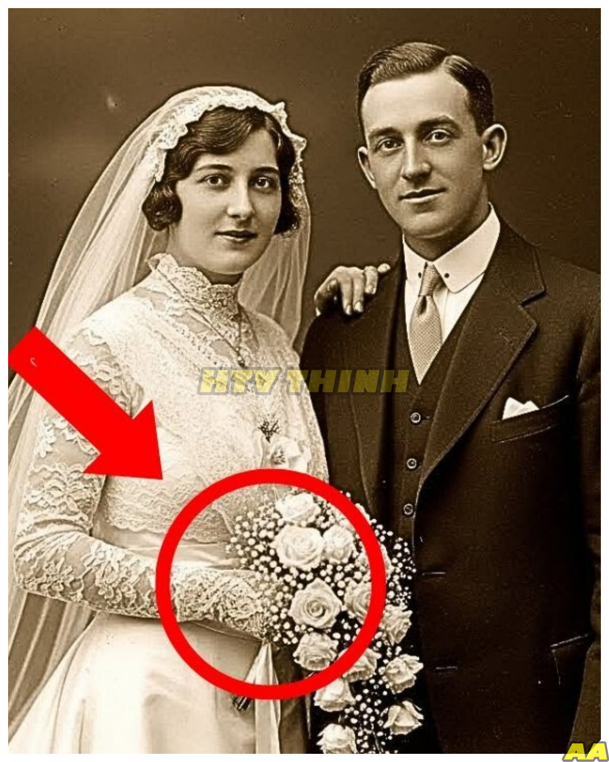 1926 wedding photo restored and historians notice a creepy detail !!!