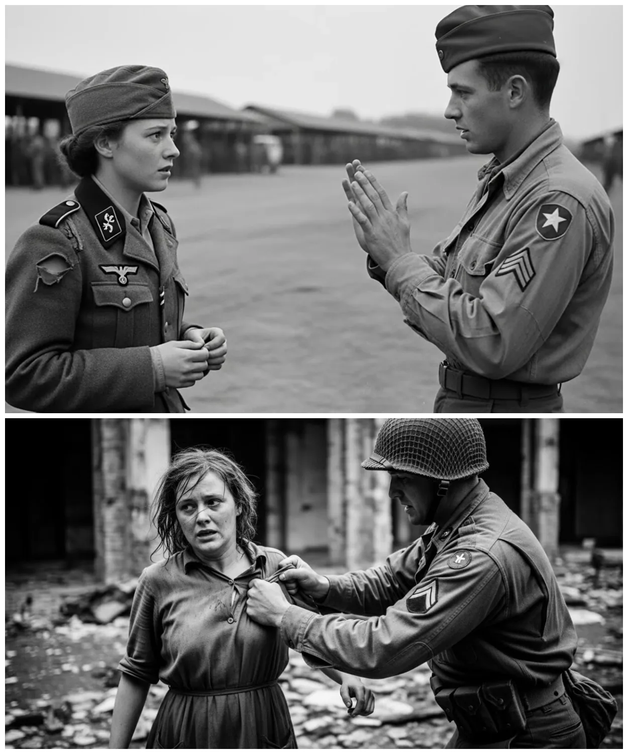 “Please Don’t Hurt Me”—German Woman POW Shaken as American Soldier Suddenly Grabs Her Clothing