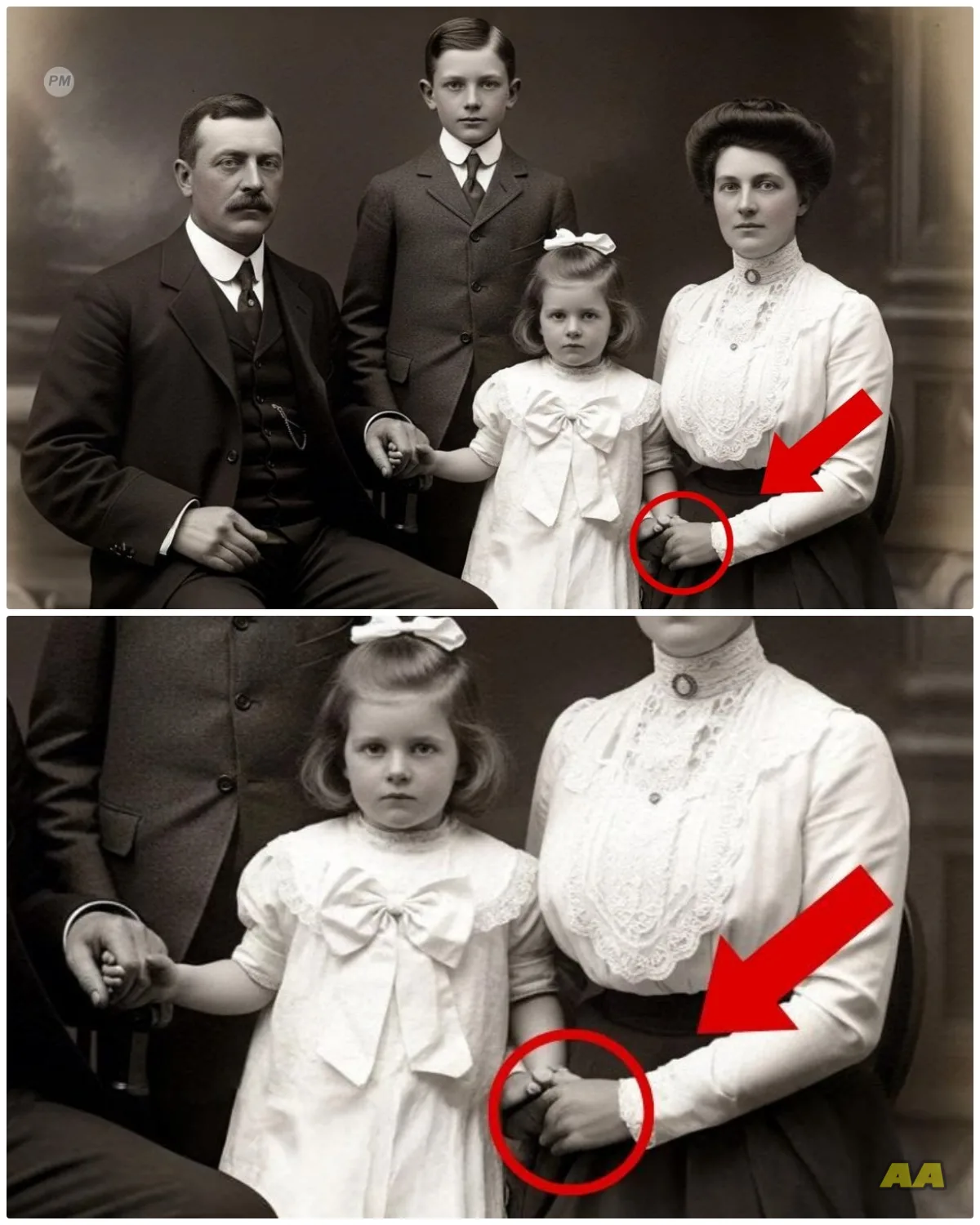 This 1914 Studio Photo Seems Harmless — Until You Notice What the Mother Hides in Her Hand