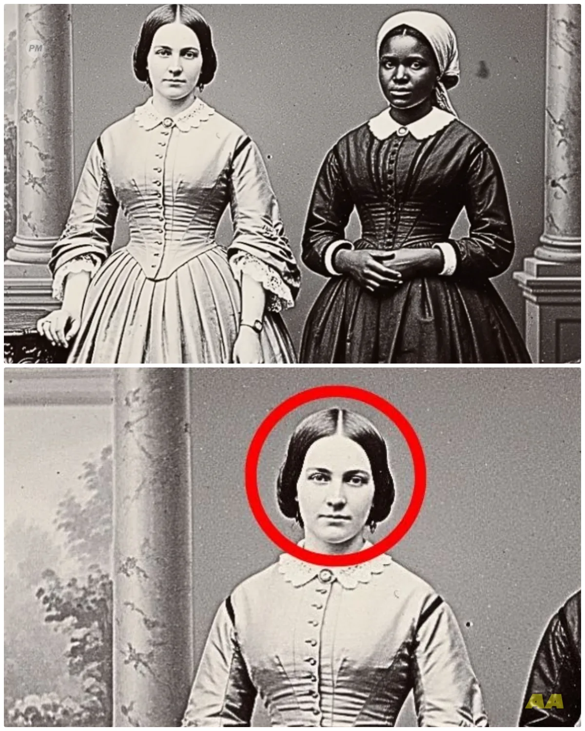 It was just a portrait of a plantation owner and her slave. until experts noticed a forbidden secret
