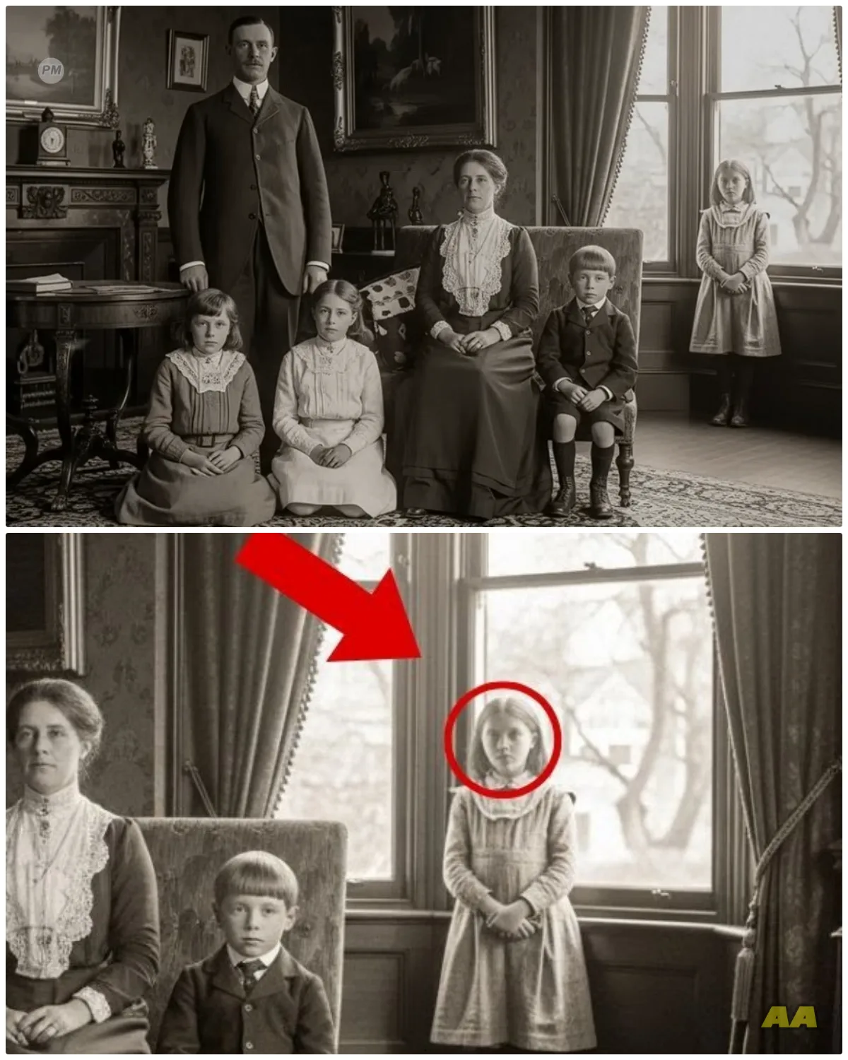 A 1910 Family Photo Seems Harmless — But Look at the Child Standing by the Window