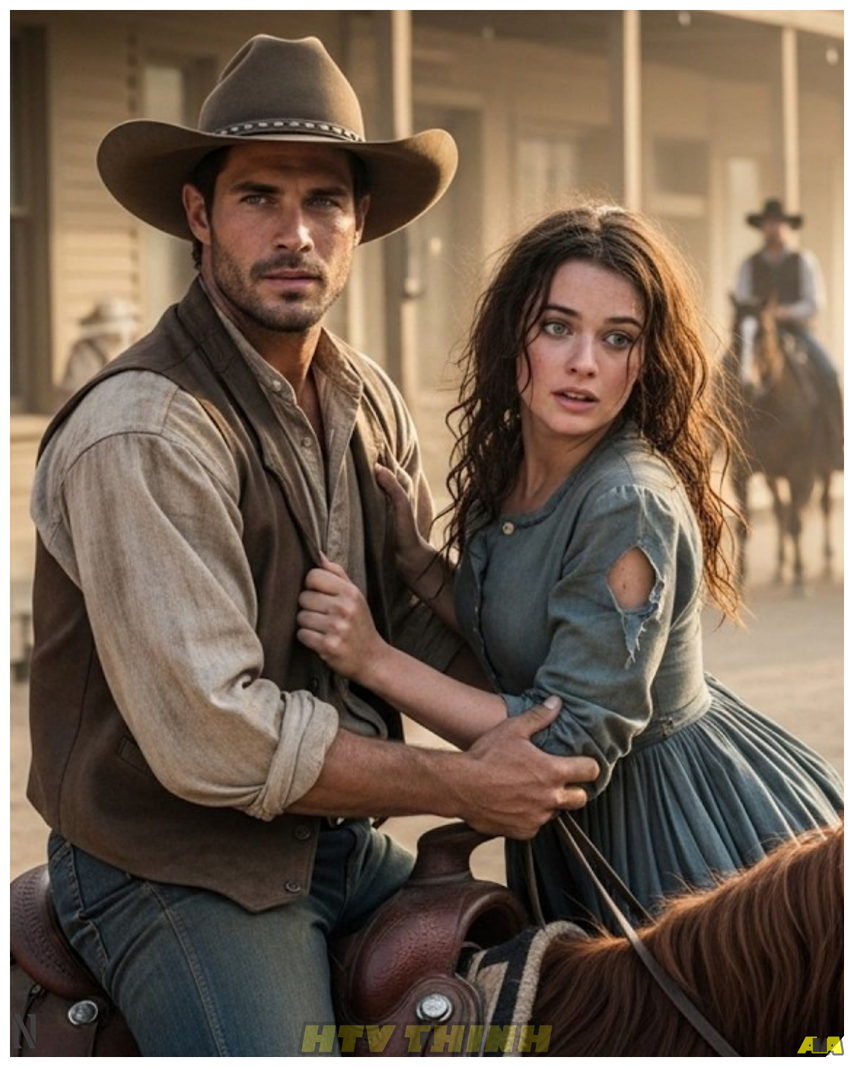 Cowboy Saw Them Closing In To Cut Off Her Escape, He Grabbed Her Hand And Rode Through Their Line