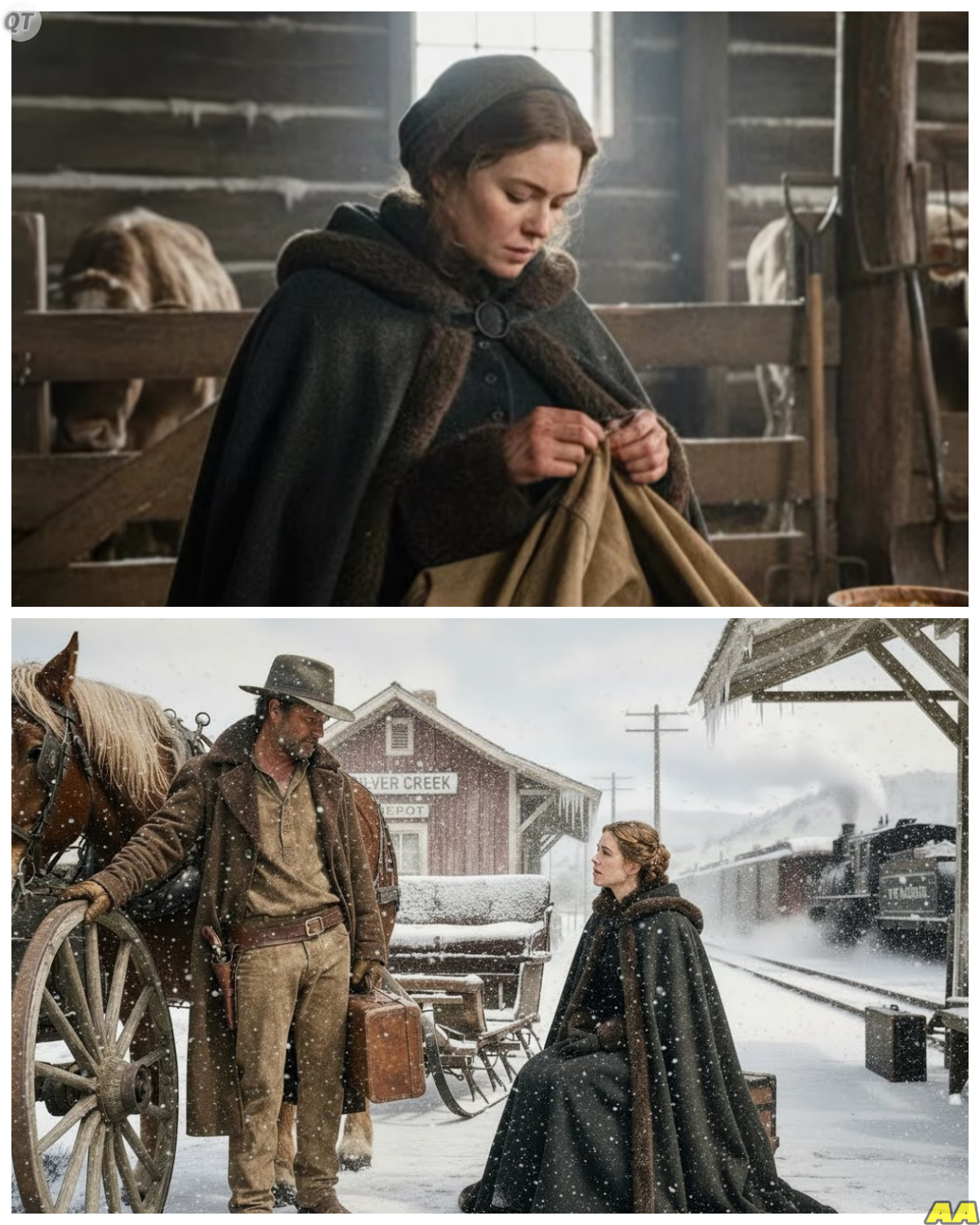 A Lonely Cowboy Brings Home a Frozen Mail Order Bride Thinking He Is Saving Her Life but What Slowly Unfolds Inside His Isolated Ranch Changes Him in Ways He Never Expected -KK He believed it was an act of mercy, a simple decision made in the middle of a brutal winter, but from the moment she crossed his threshold, something about her presence began to shift the quiet rhythm of his lonely life, and as the days passed, the man who once feared nothing on the open land found himself confronting emotions and truths he had spent years avoiding. The full story is in the comments below.