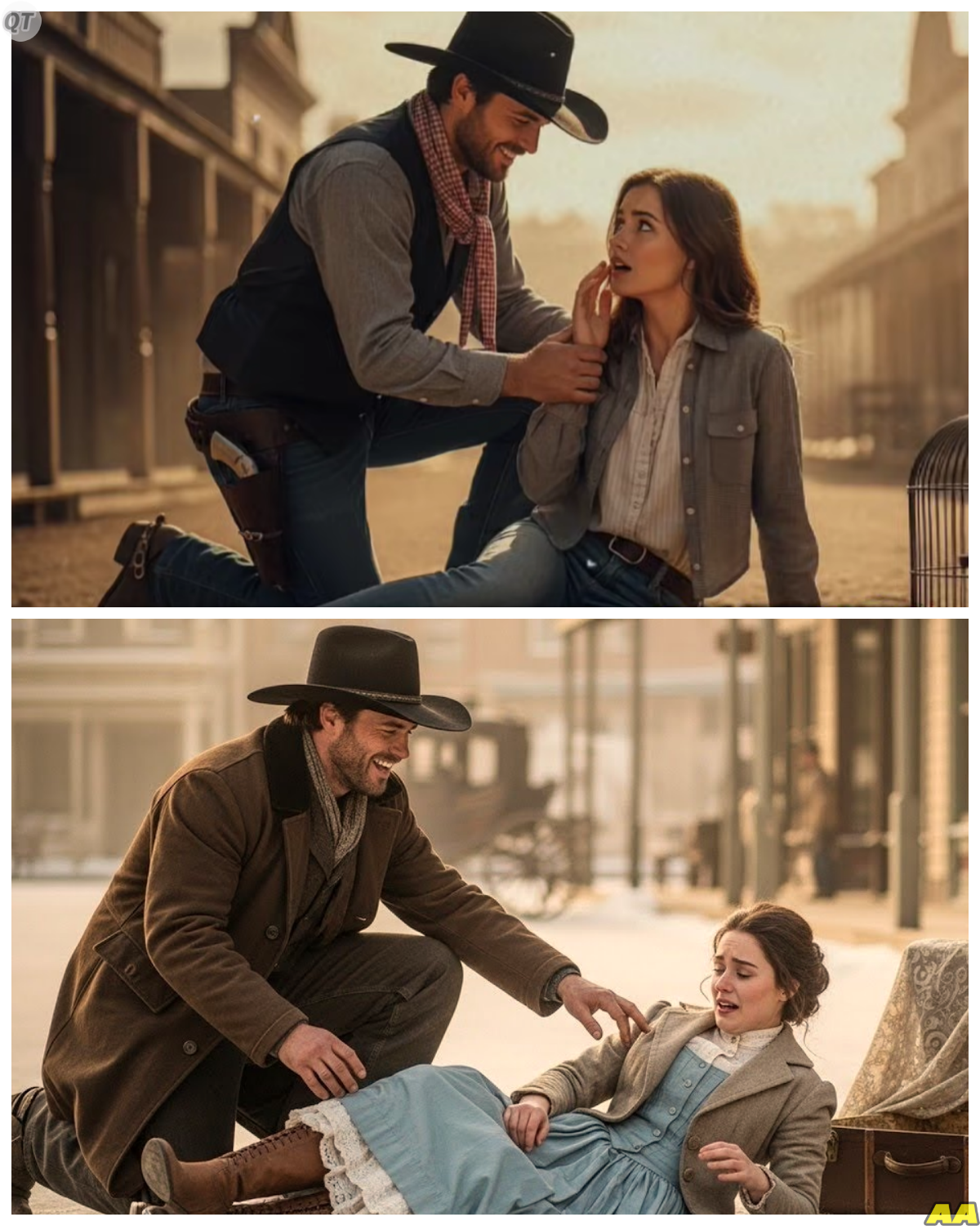 The Grieving Cowboy Who Hadn’t Smiled in Years Finally Breaks When a Clumsy Mail Order Bride Stumbles Into His Life and Uncovers a Pain He Thought Was Buried Forever -KK He had perfected the art of silence, living day after day without a hint of joy, convinced that nothing could reach the part of him that had shut down long ago, but the moment she arrived with her awkward steps and untimely mistakes, something cracked, and what began as irritation quickly turned into something far more dangerous, because for the first time in years, he felt something he could not control. The full story is in the comments below.